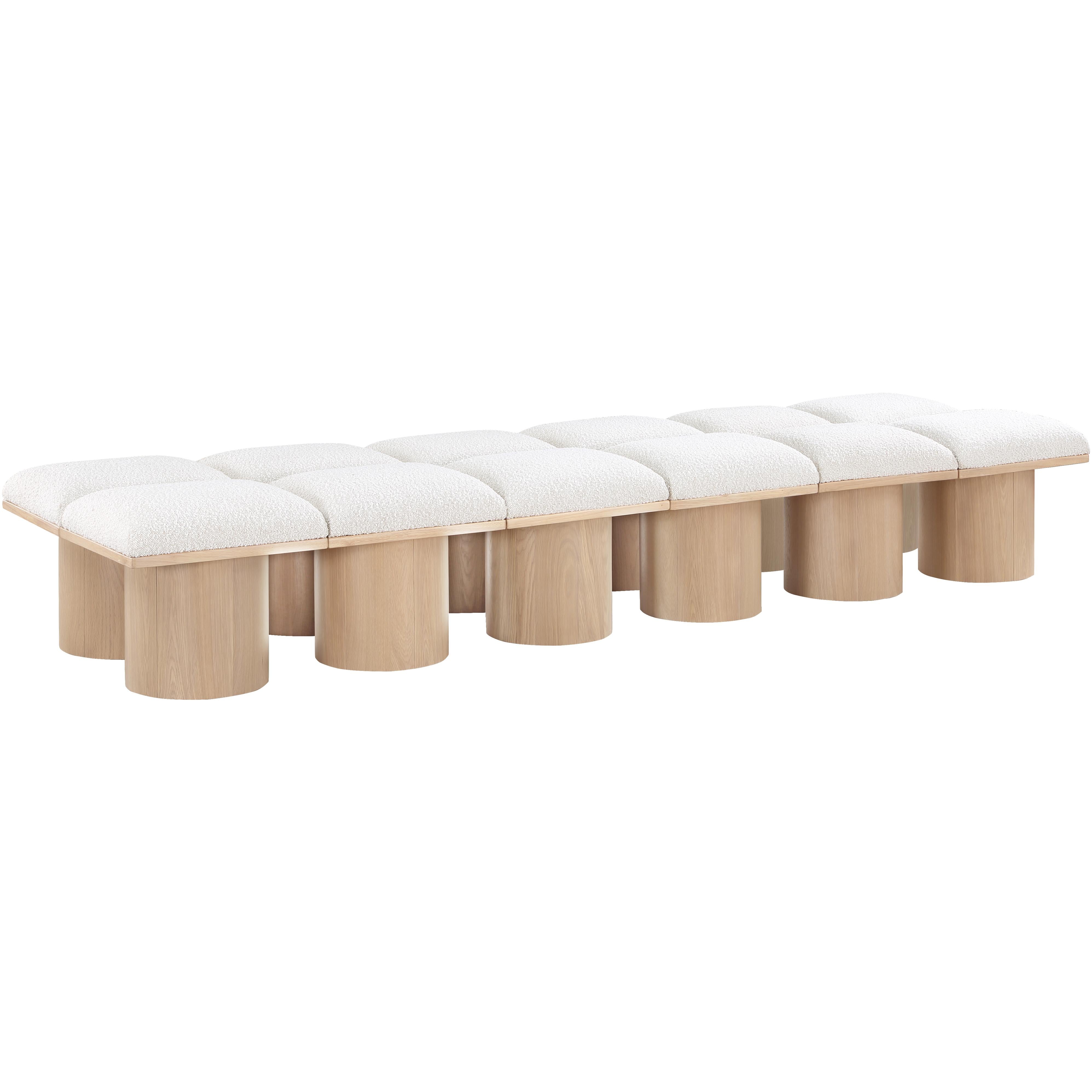 Meridian Pavilion Cream Boucle Fabric Bench