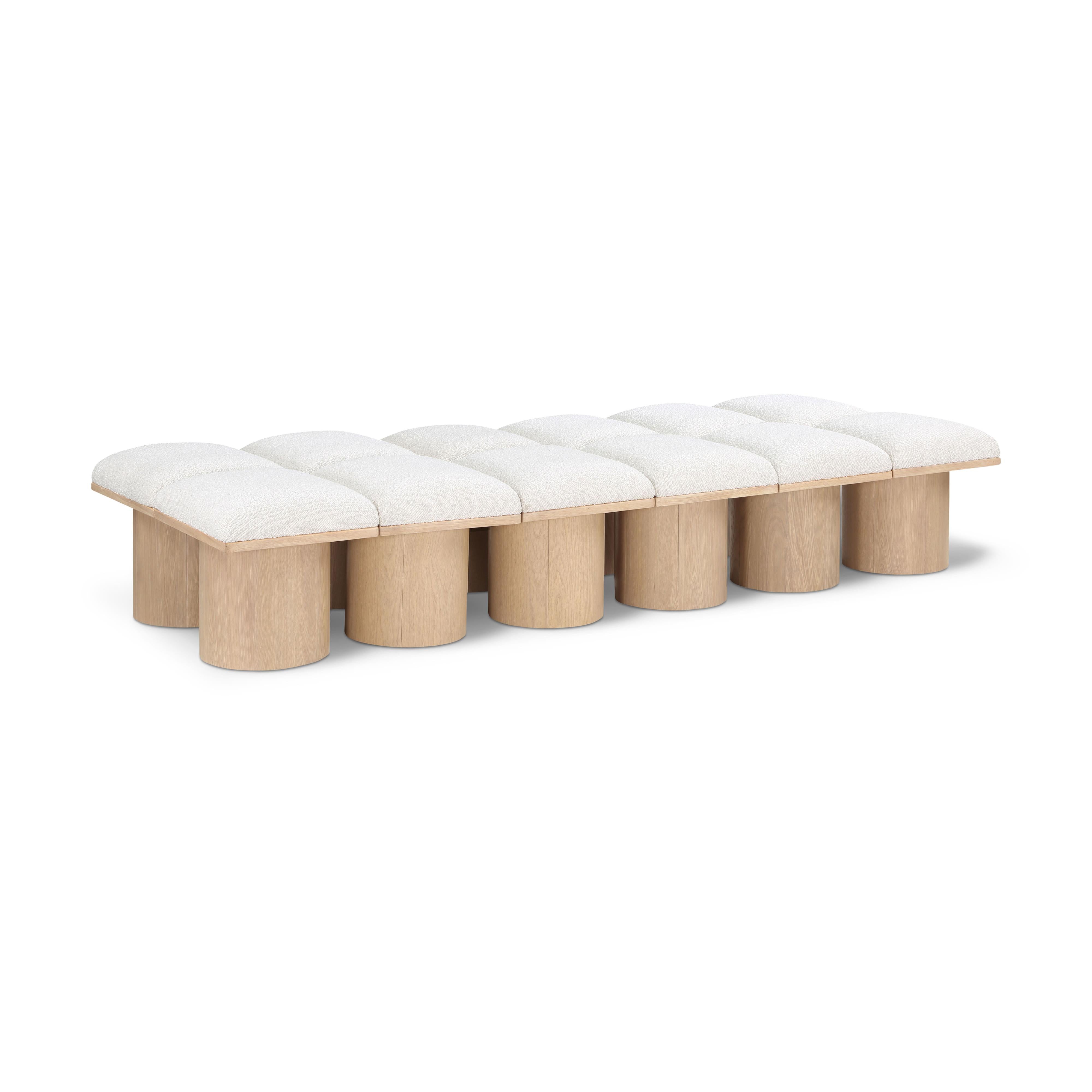 Meridian Pavilion Cream Boucle Fabric Bench