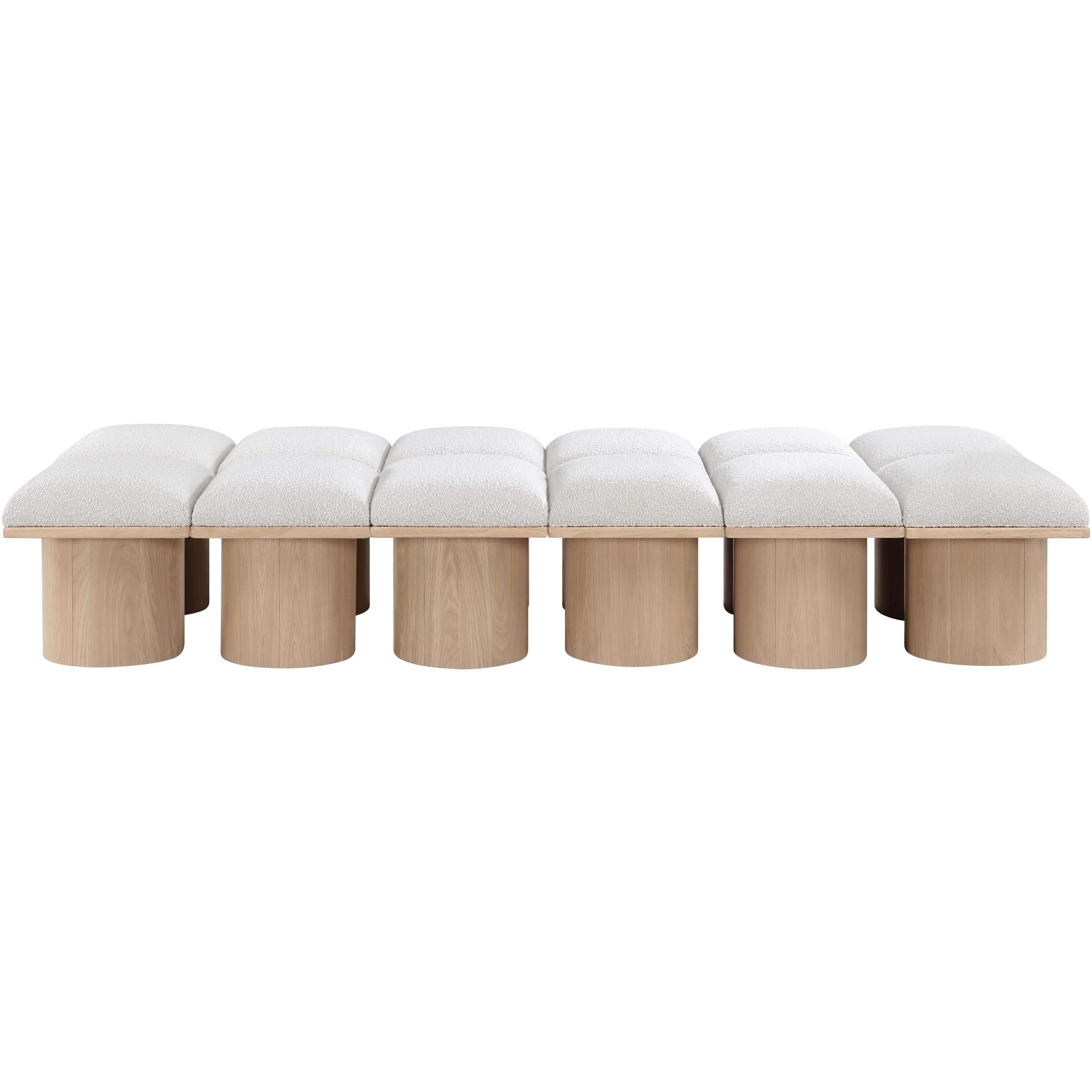 Meridian Pavilion Cream Boucle Fabric Bench