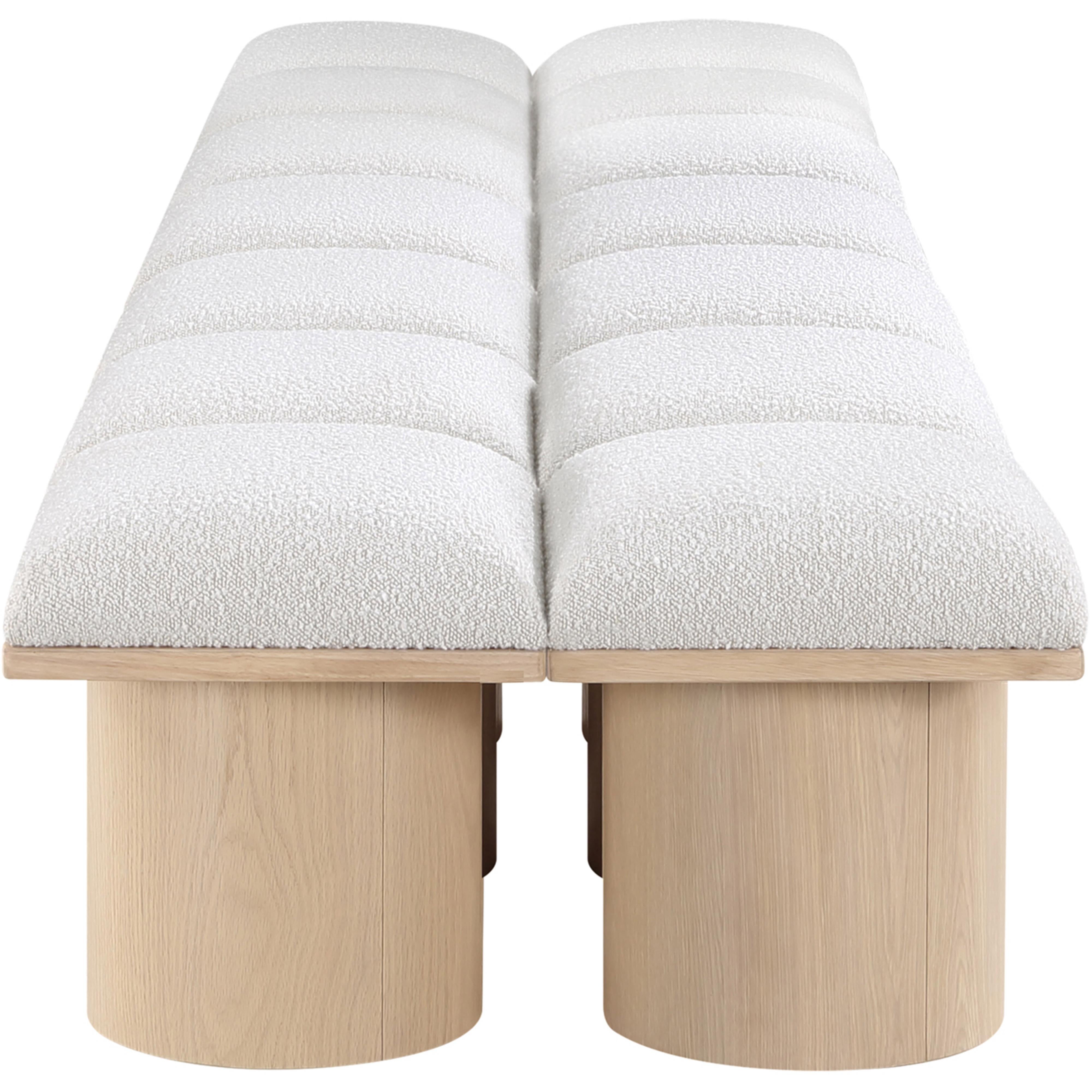 Meridian Pavilion Cream Boucle Fabric Bench