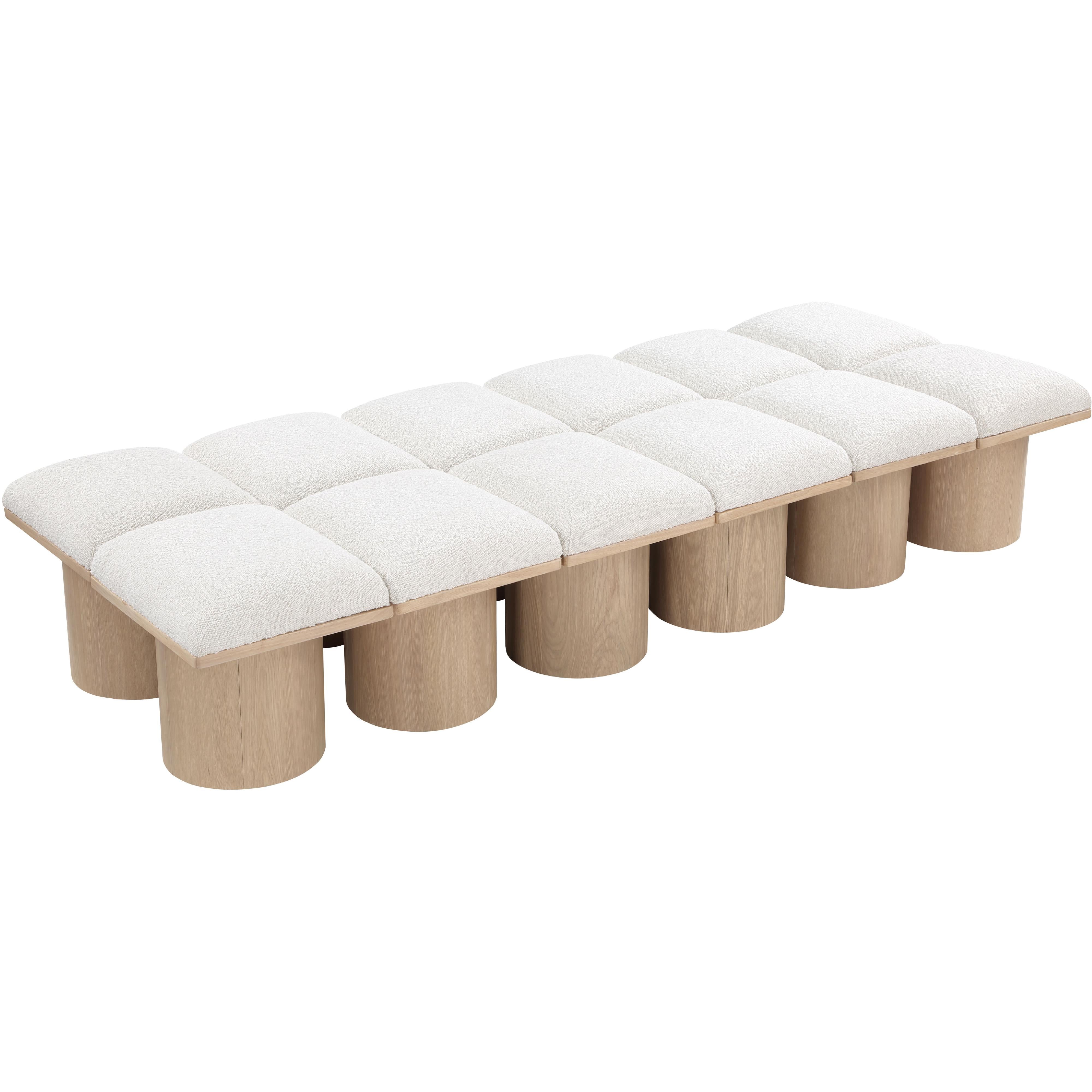 Meridian Pavilion Cream Boucle Fabric Bench