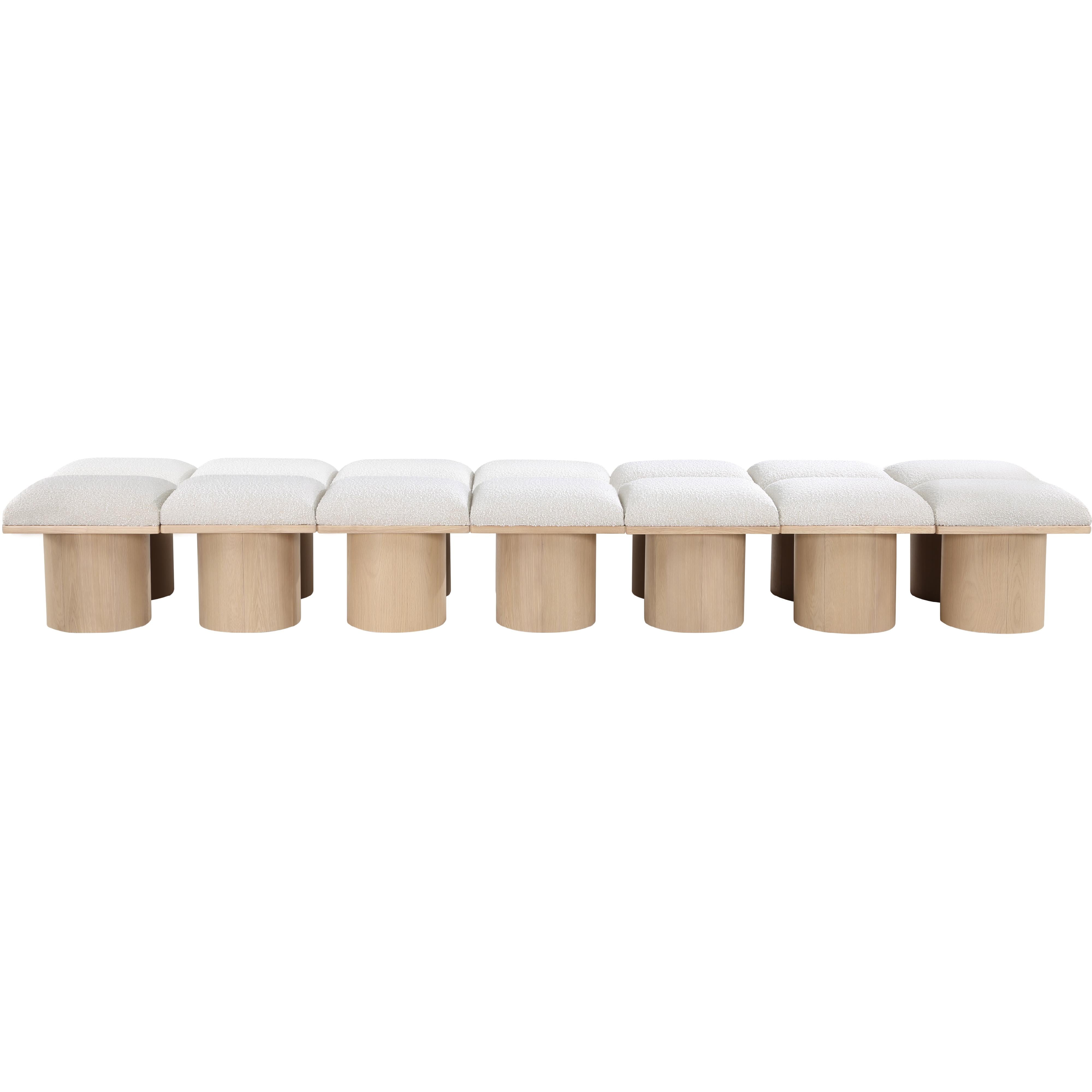 Meridian Pavilion Cream Boucle Fabric Bench