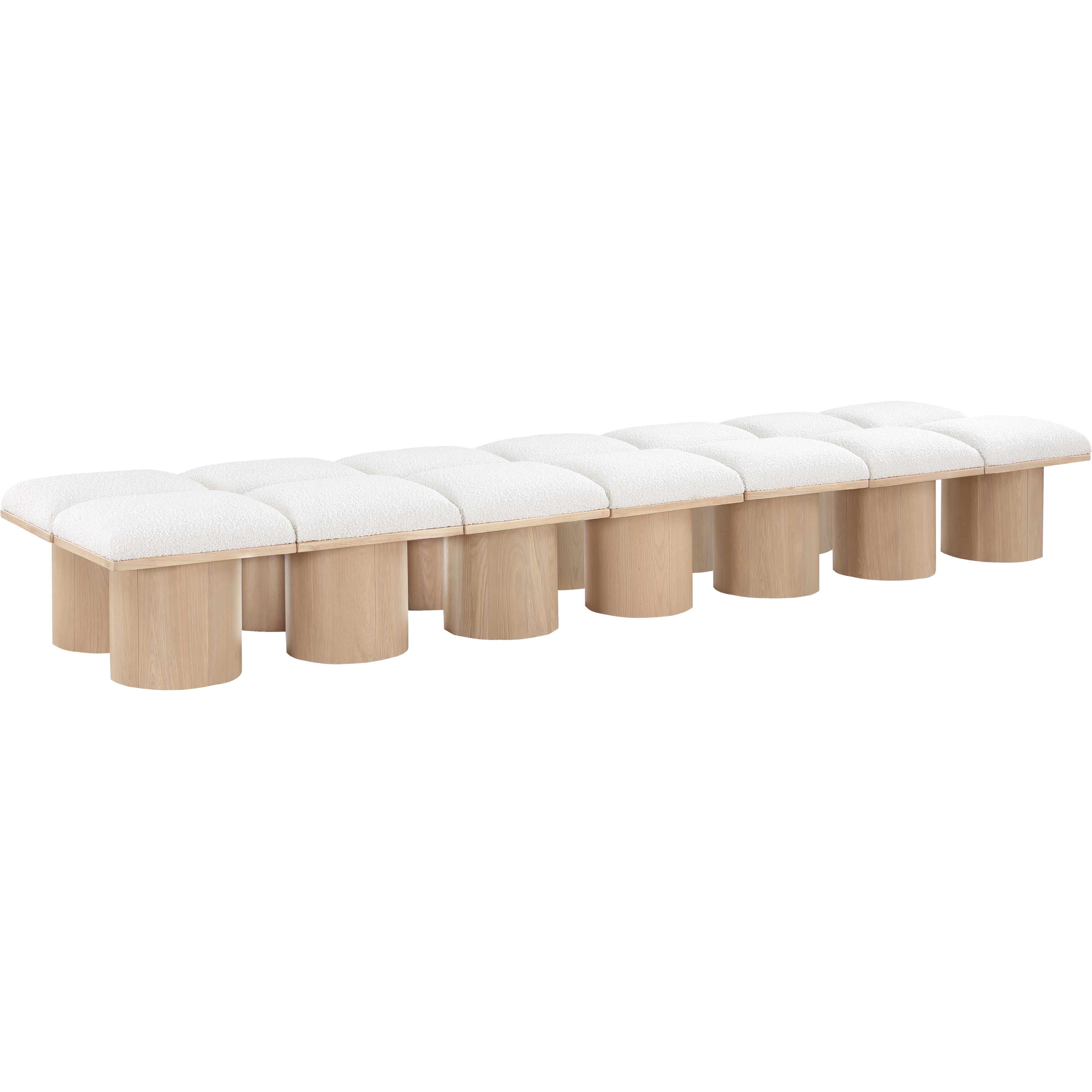 Meridian Pavilion Cream Boucle Fabric Bench