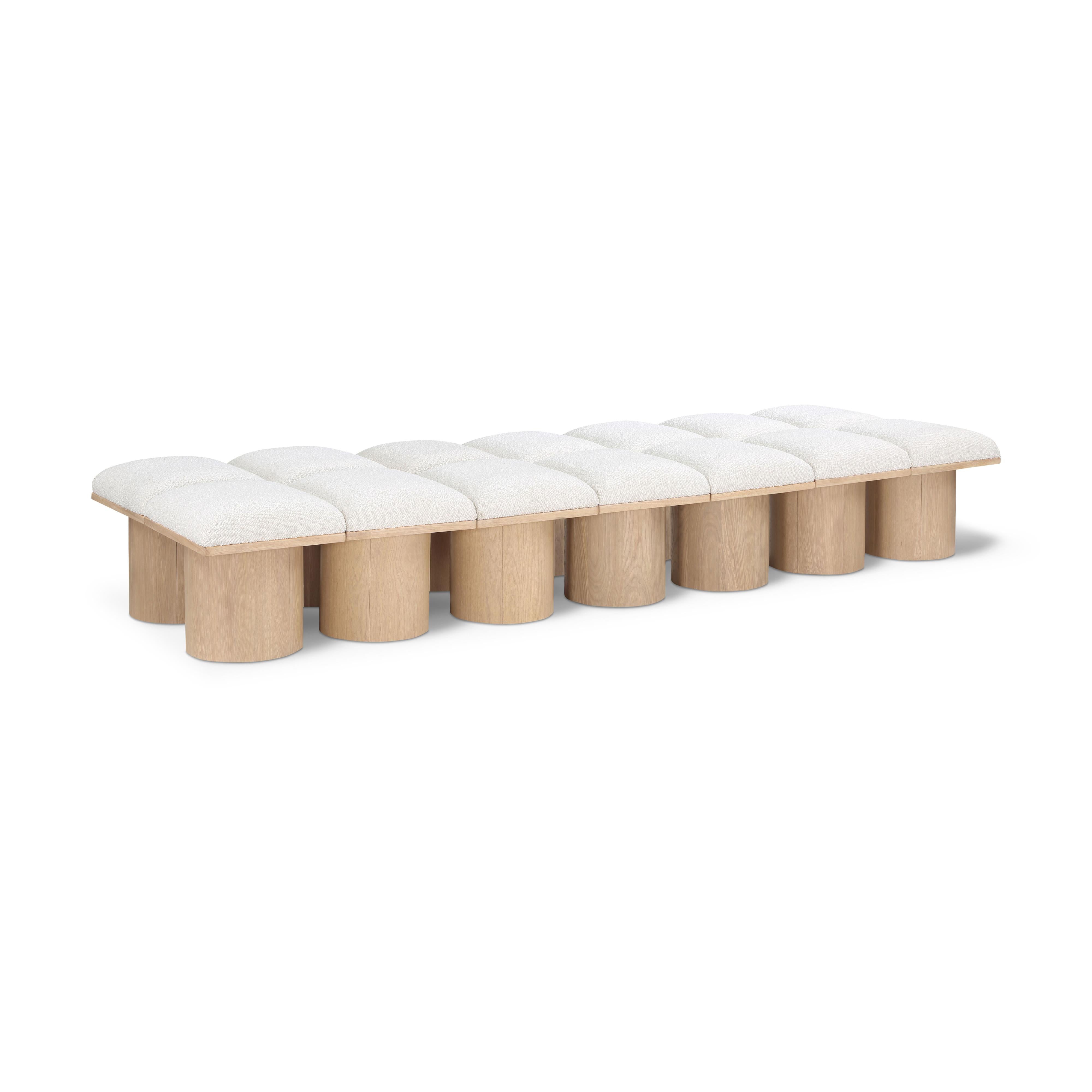 Meridian Pavilion Cream Boucle Fabric Bench