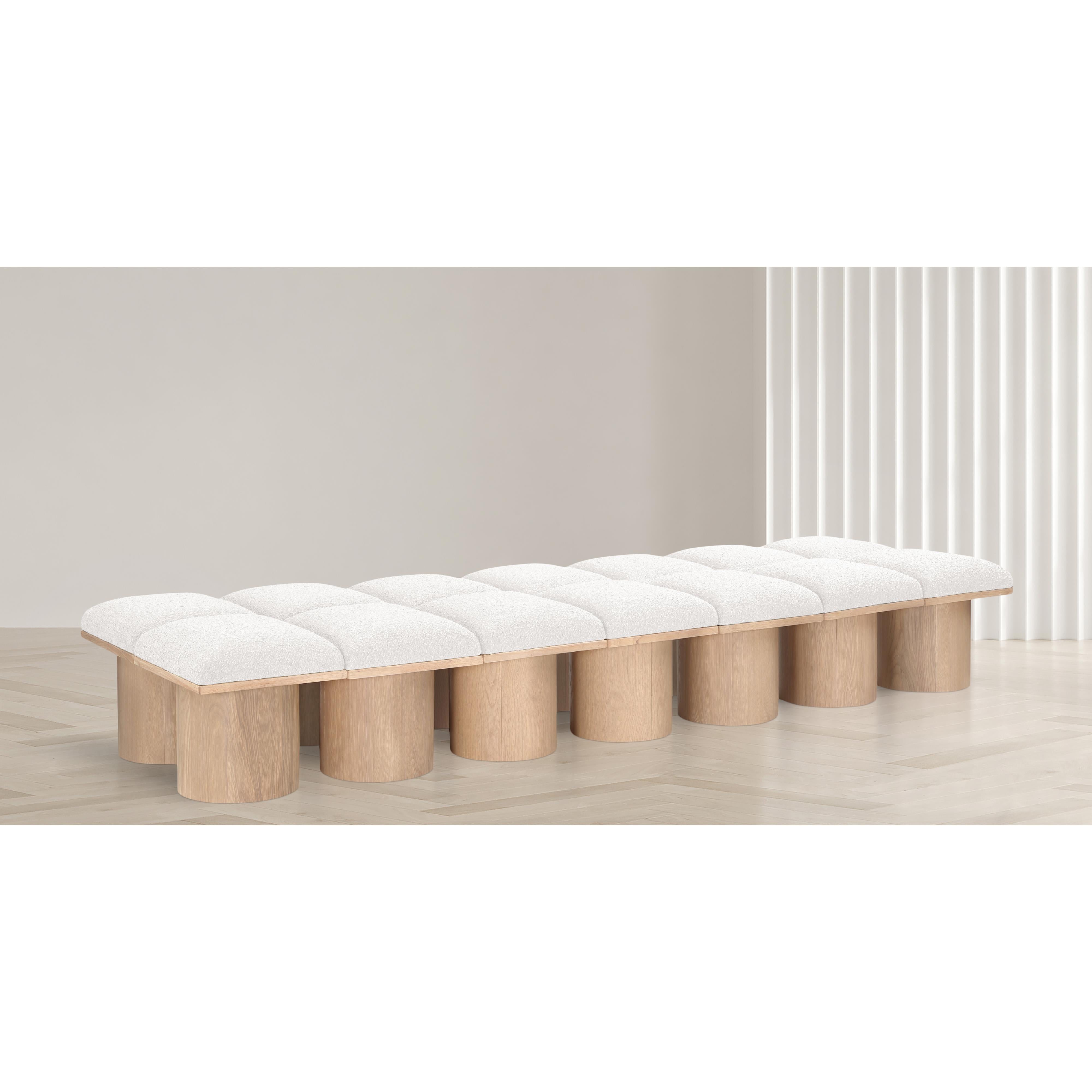 Meridian Pavilion Cream Boucle Fabric Bench