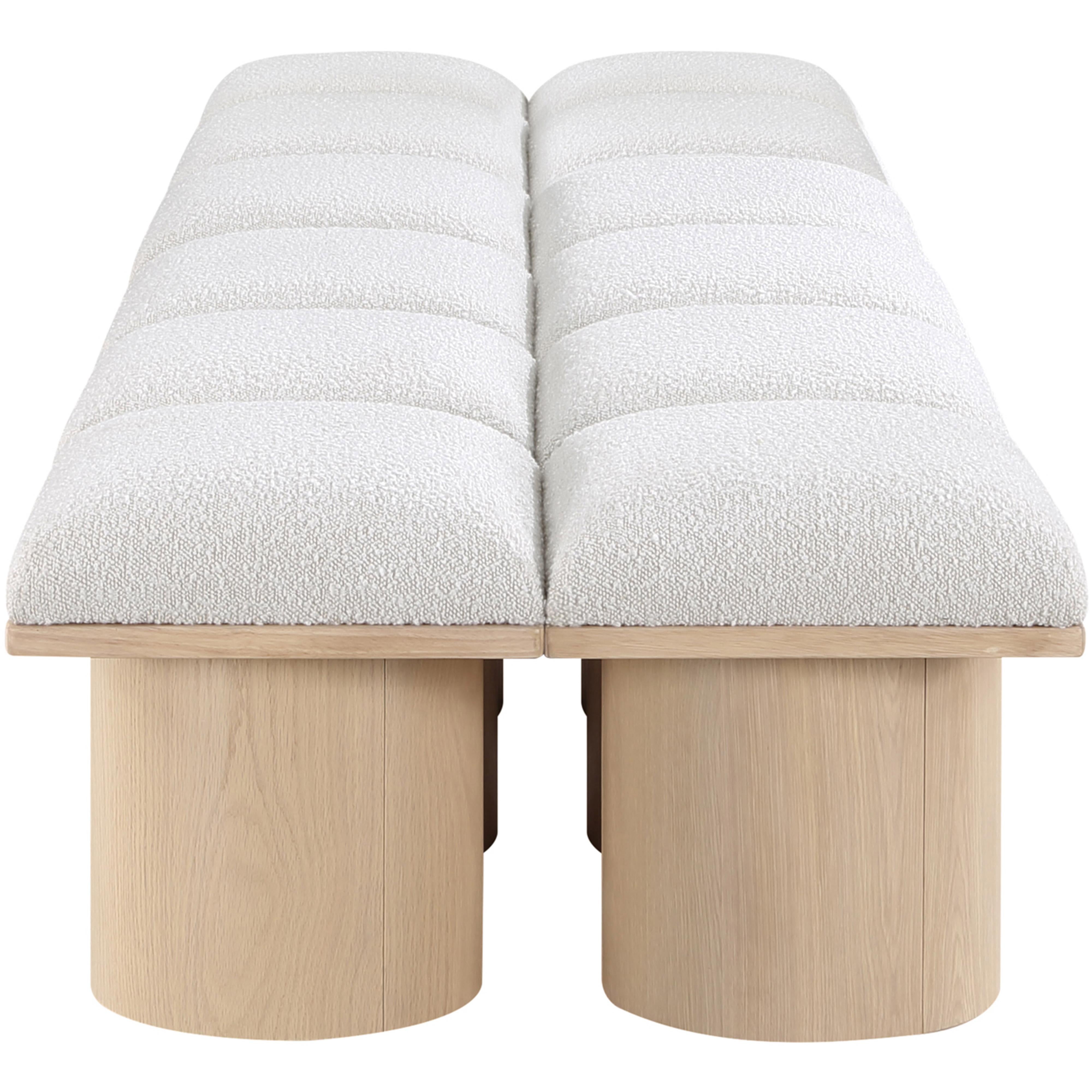 Meridian Pavilion Cream Boucle Fabric Bench