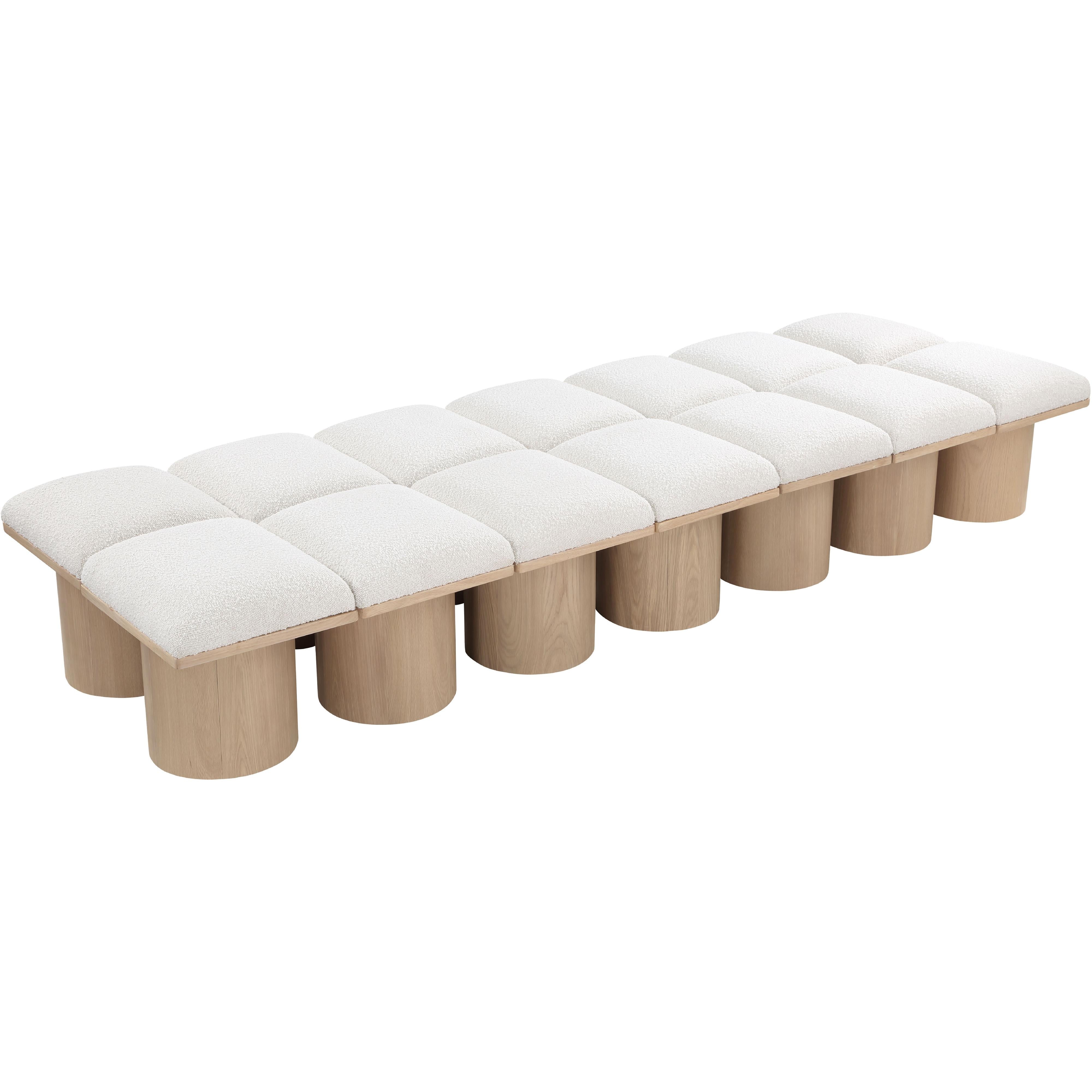 Meridian Pavilion Cream Boucle Fabric Bench