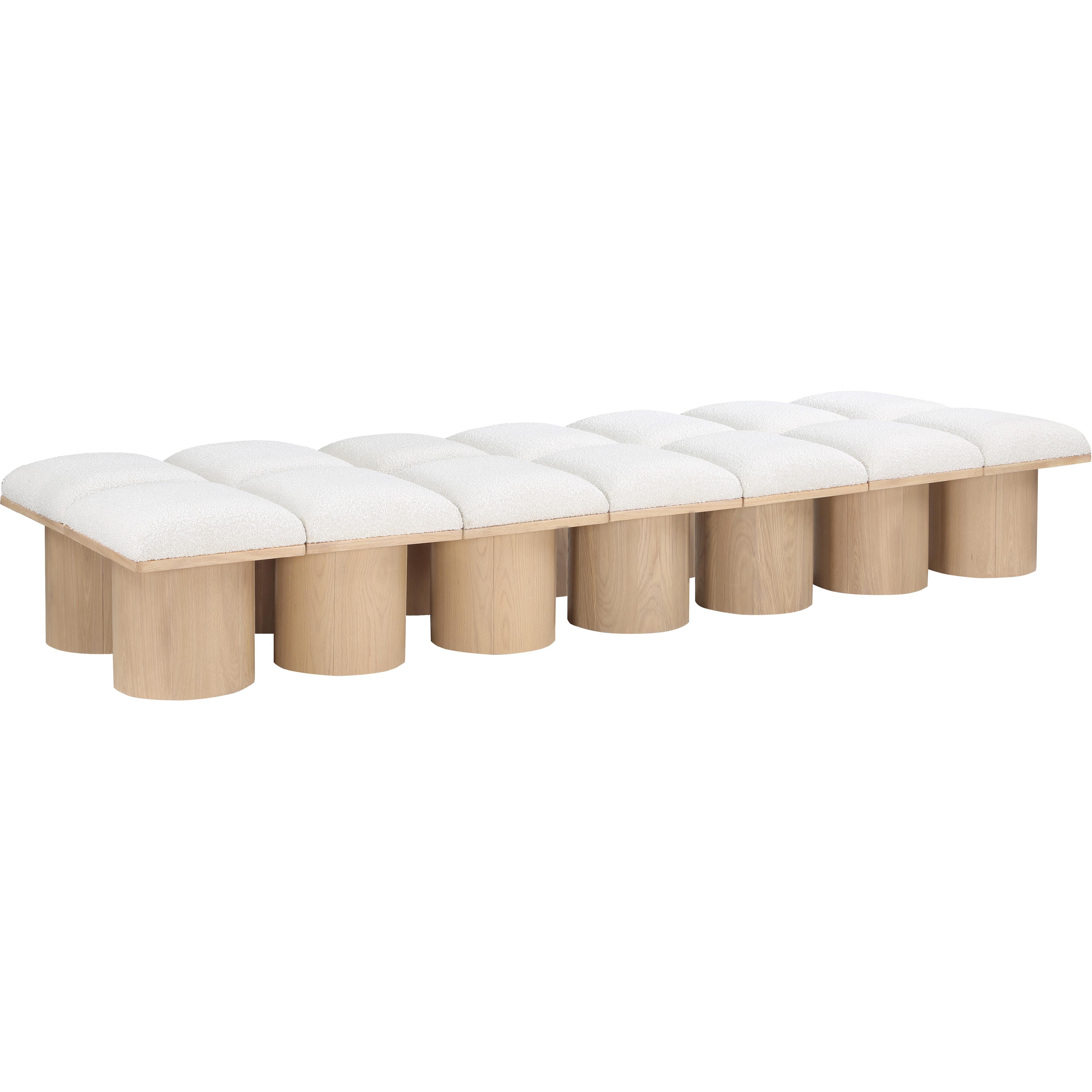 Meridian Pavilion Cream Boucle Fabric Bench