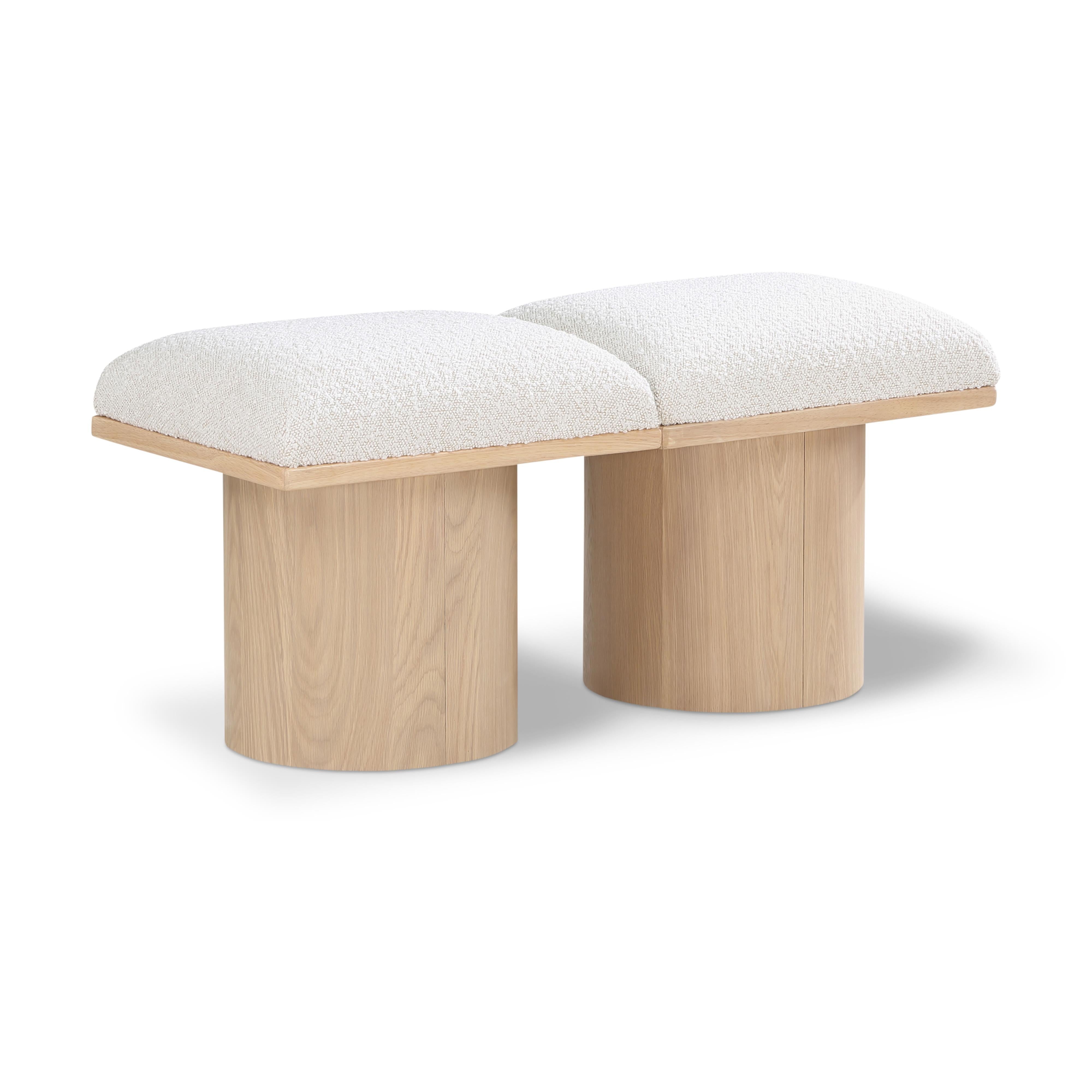 Meridian Pavilion Cream Boucle Fabric Bench