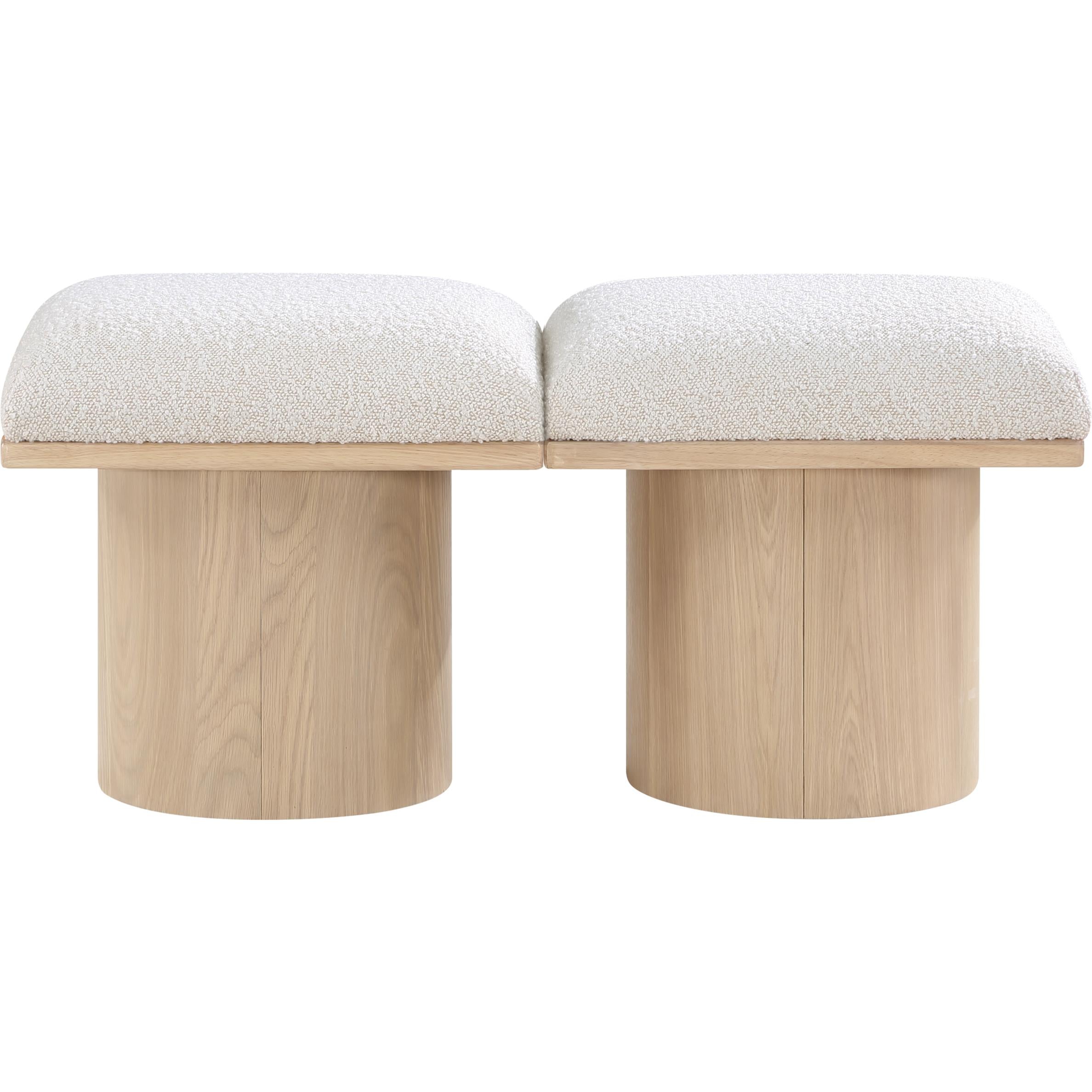Meridian Pavilion Cream Boucle Fabric Bench