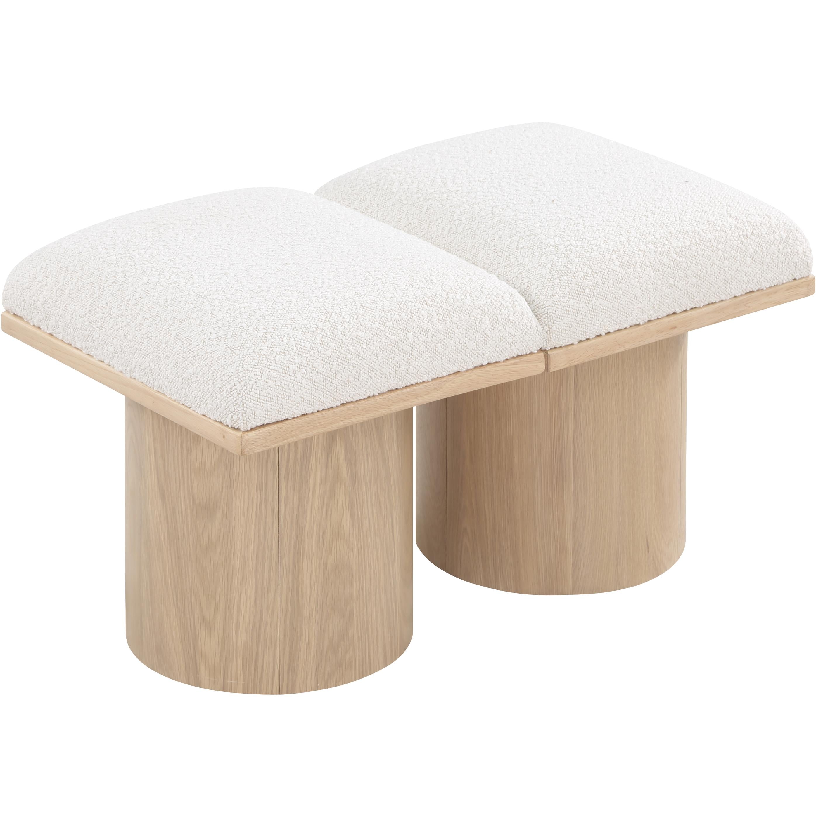 Meridian Pavilion Cream Boucle Fabric Bench