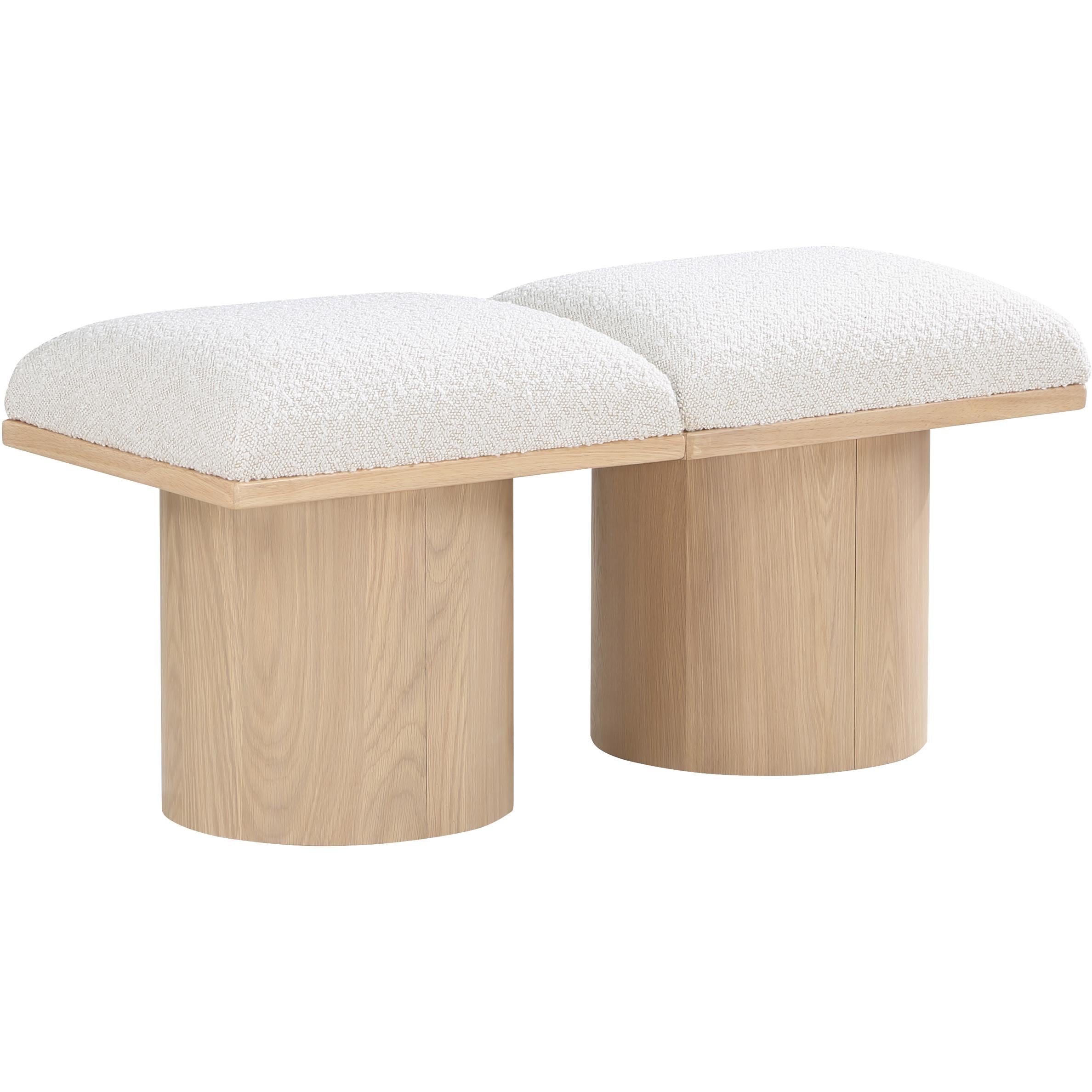 Meridian Pavilion Cream Boucle Fabric Bench