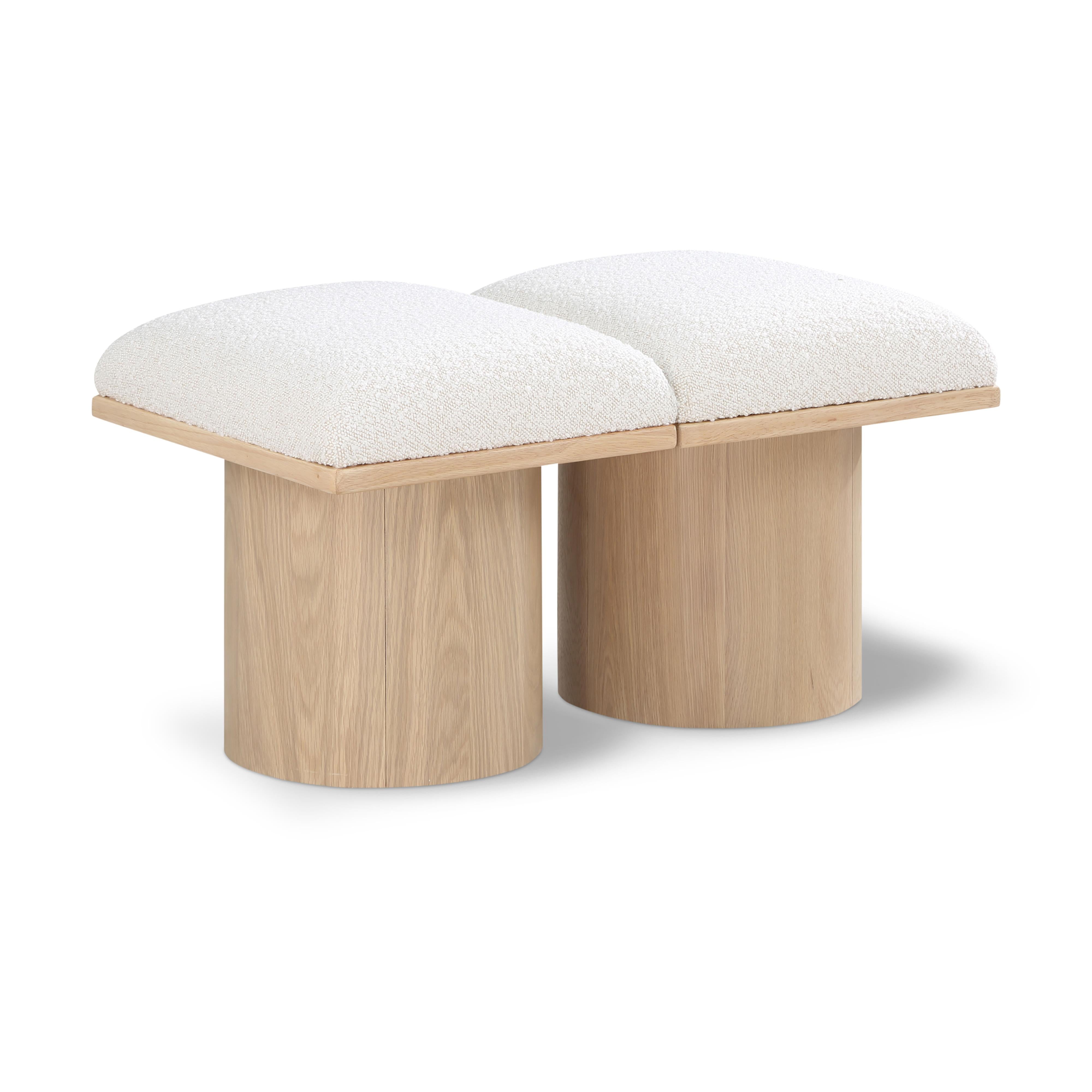 Meridian Pavilion Cream Boucle Fabric Bench