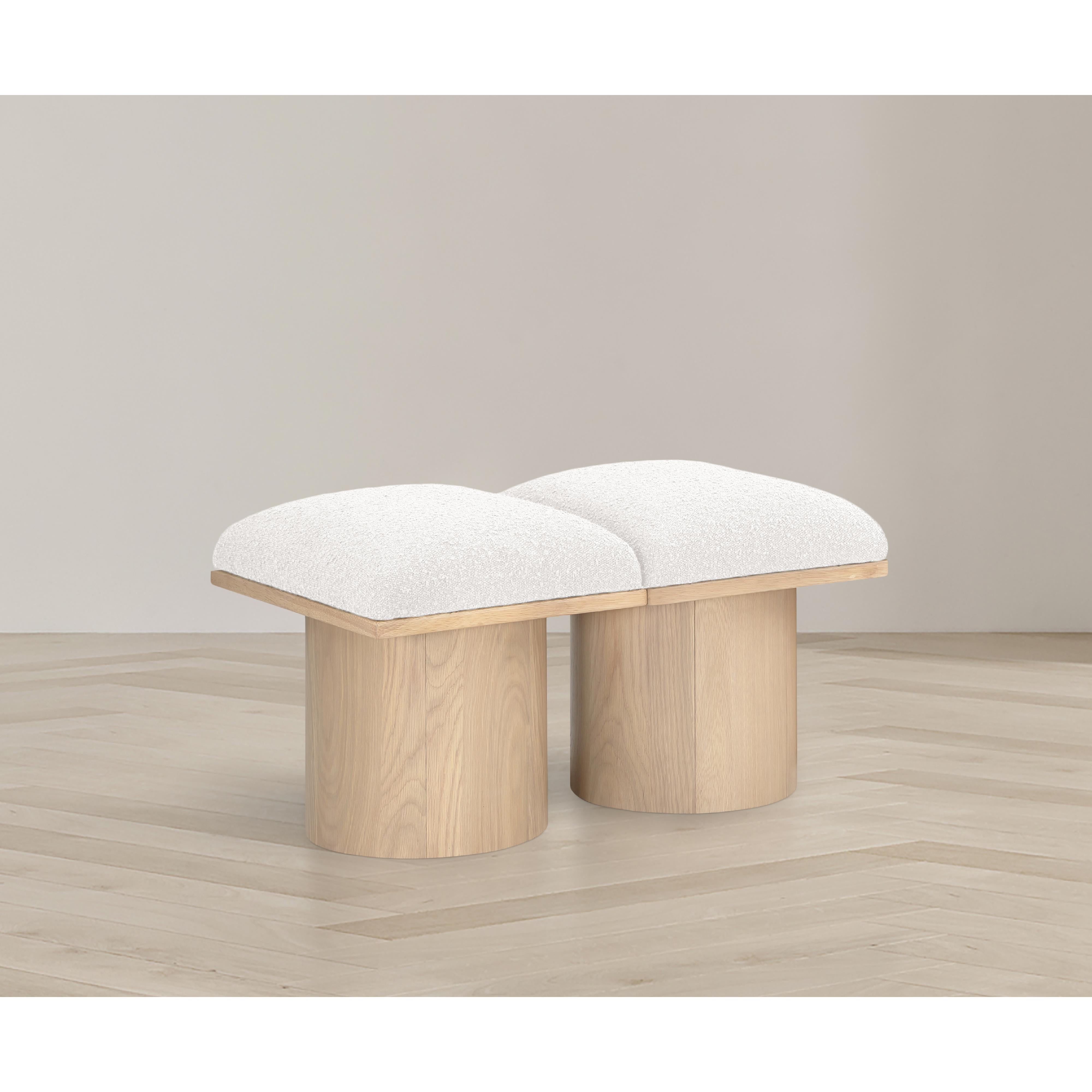 Meridian Pavilion Cream Boucle Fabric Bench