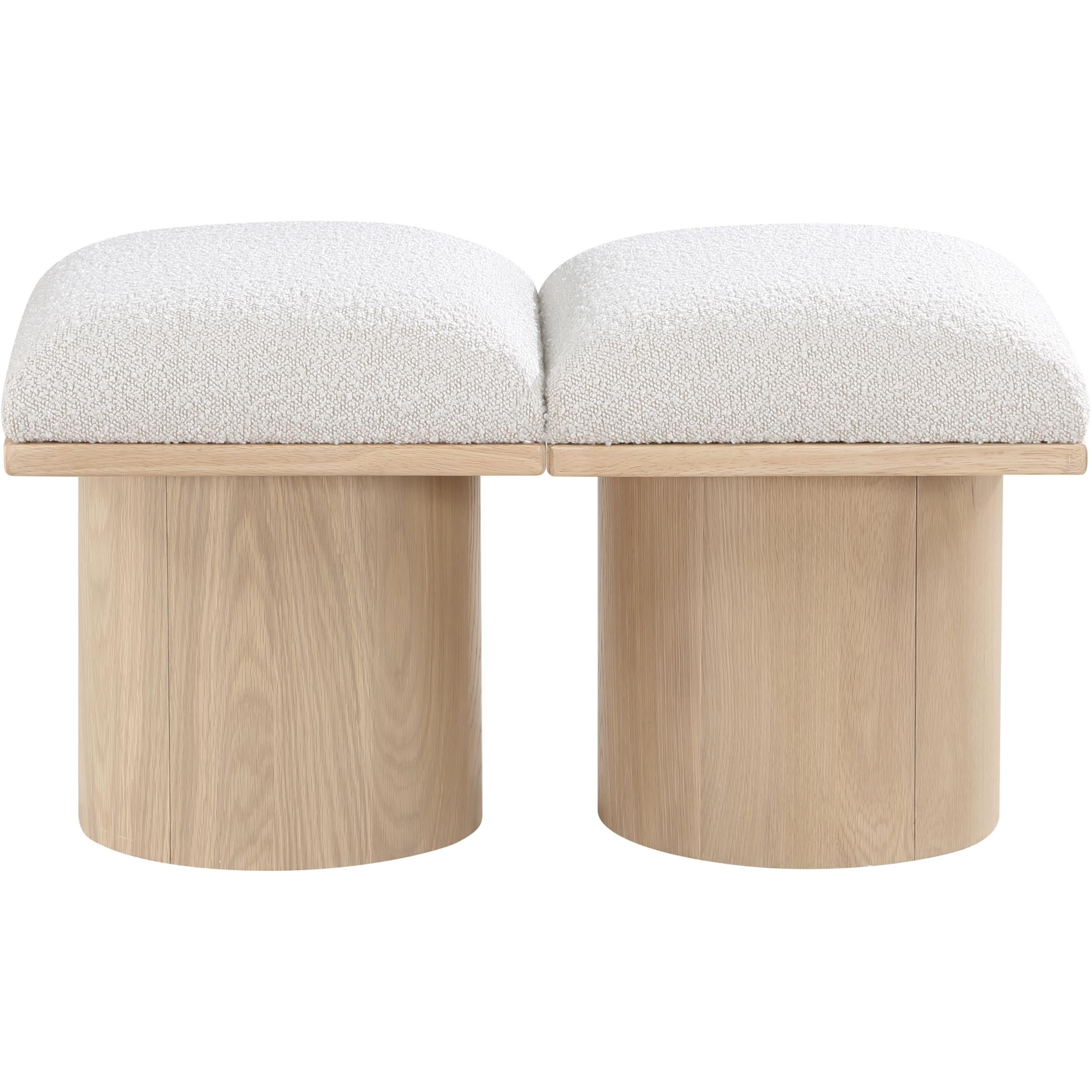 Meridian Pavilion Cream Boucle Fabric Bench