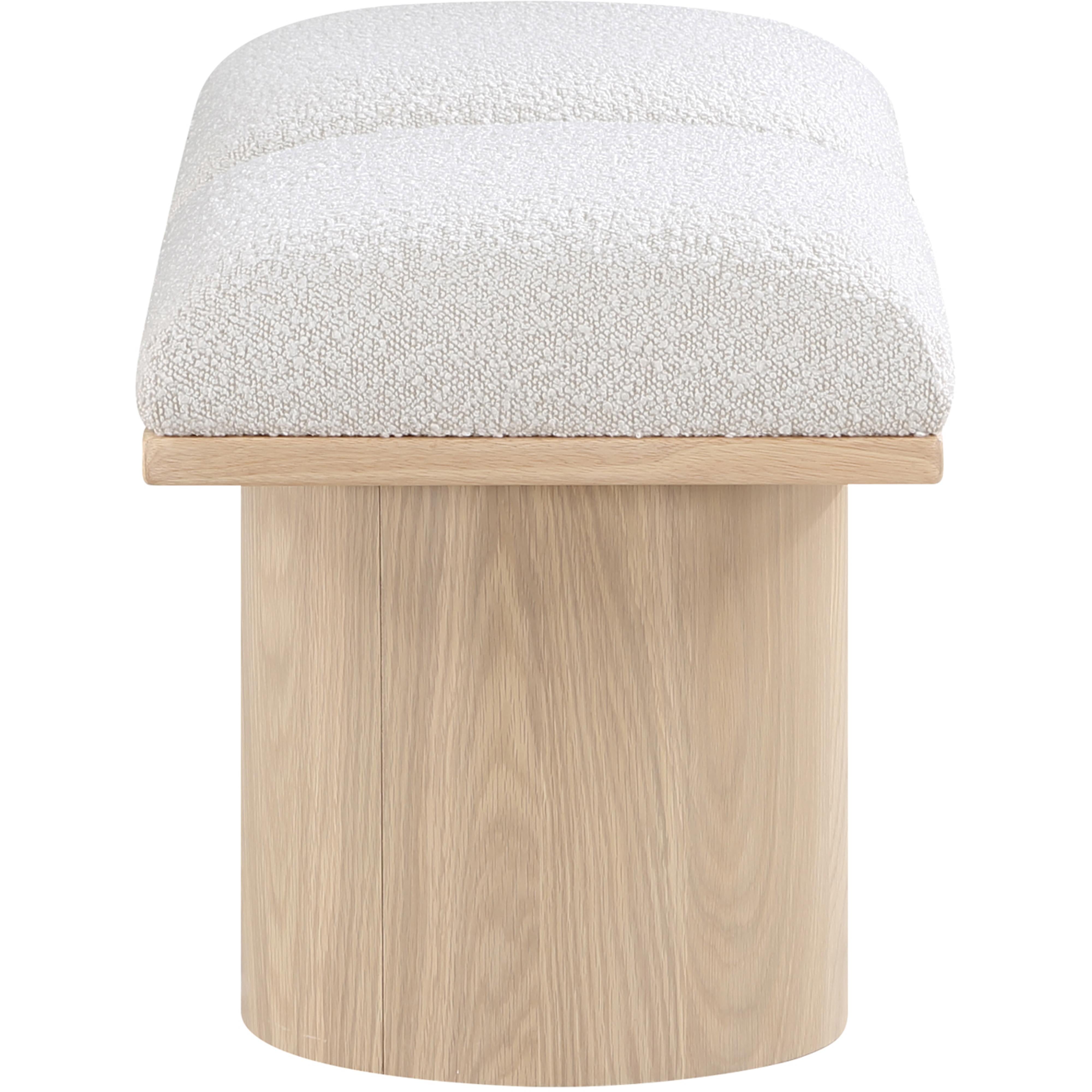 Meridian Pavilion Cream Boucle Fabric Bench