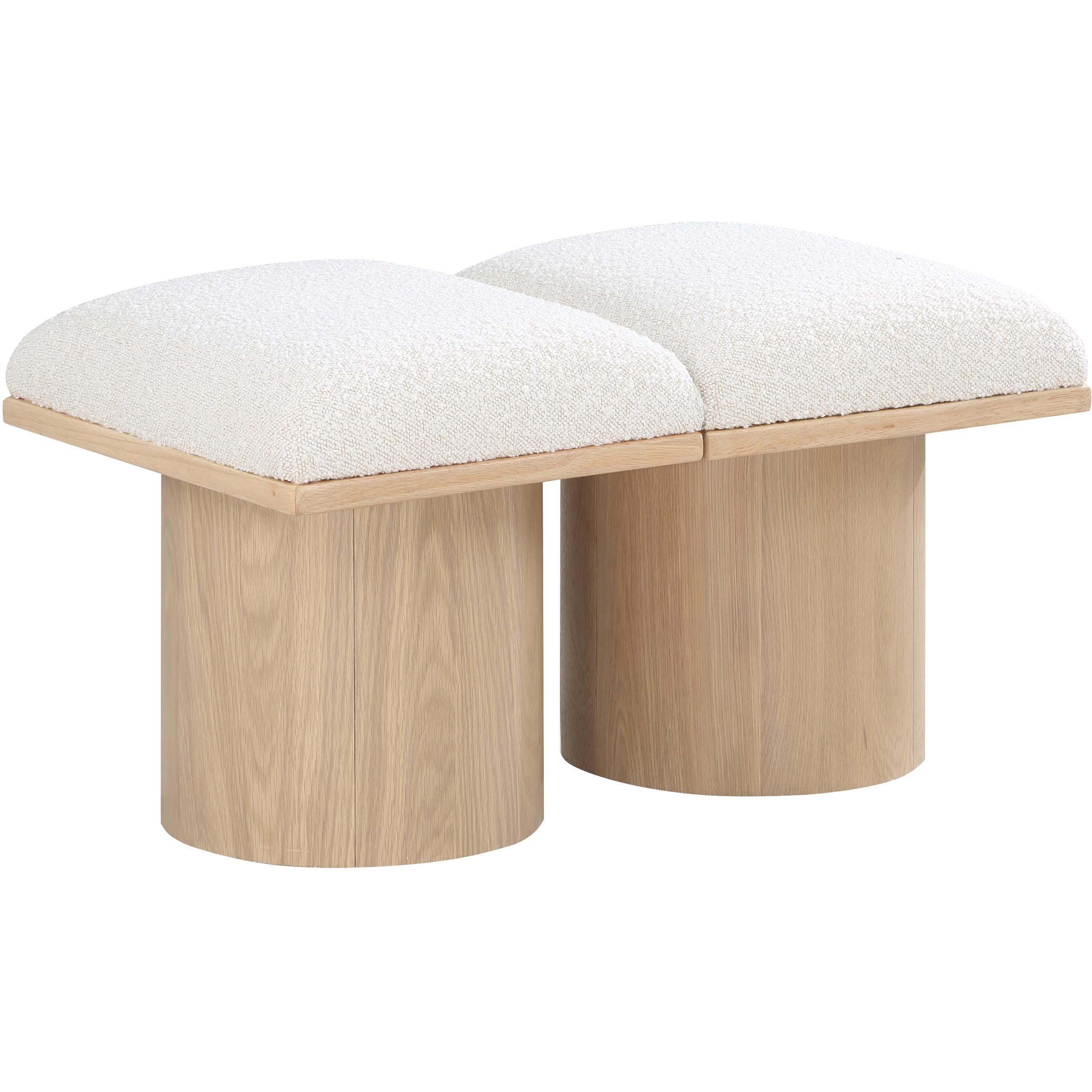 Meridian Pavilion Cream Boucle Fabric Bench