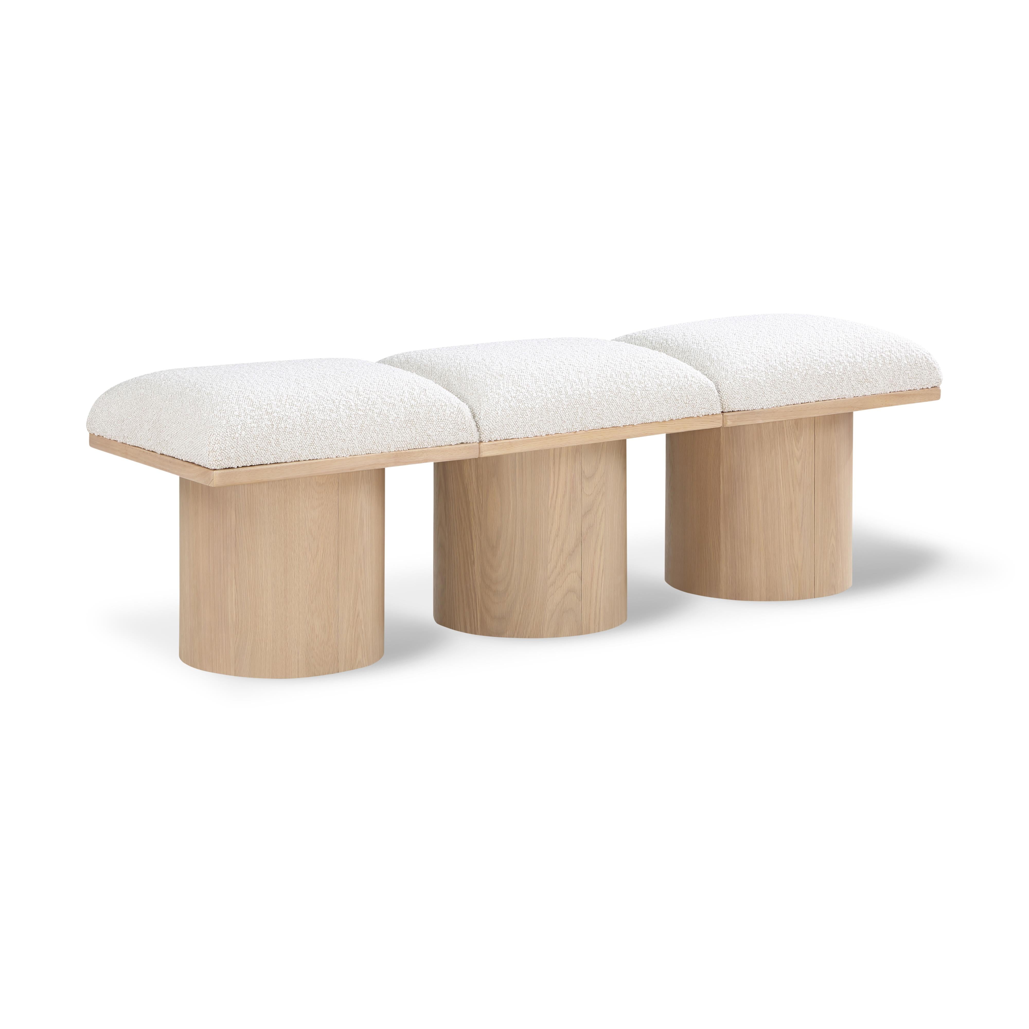 Meridian Pavilion Cream Boucle Fabric Bench