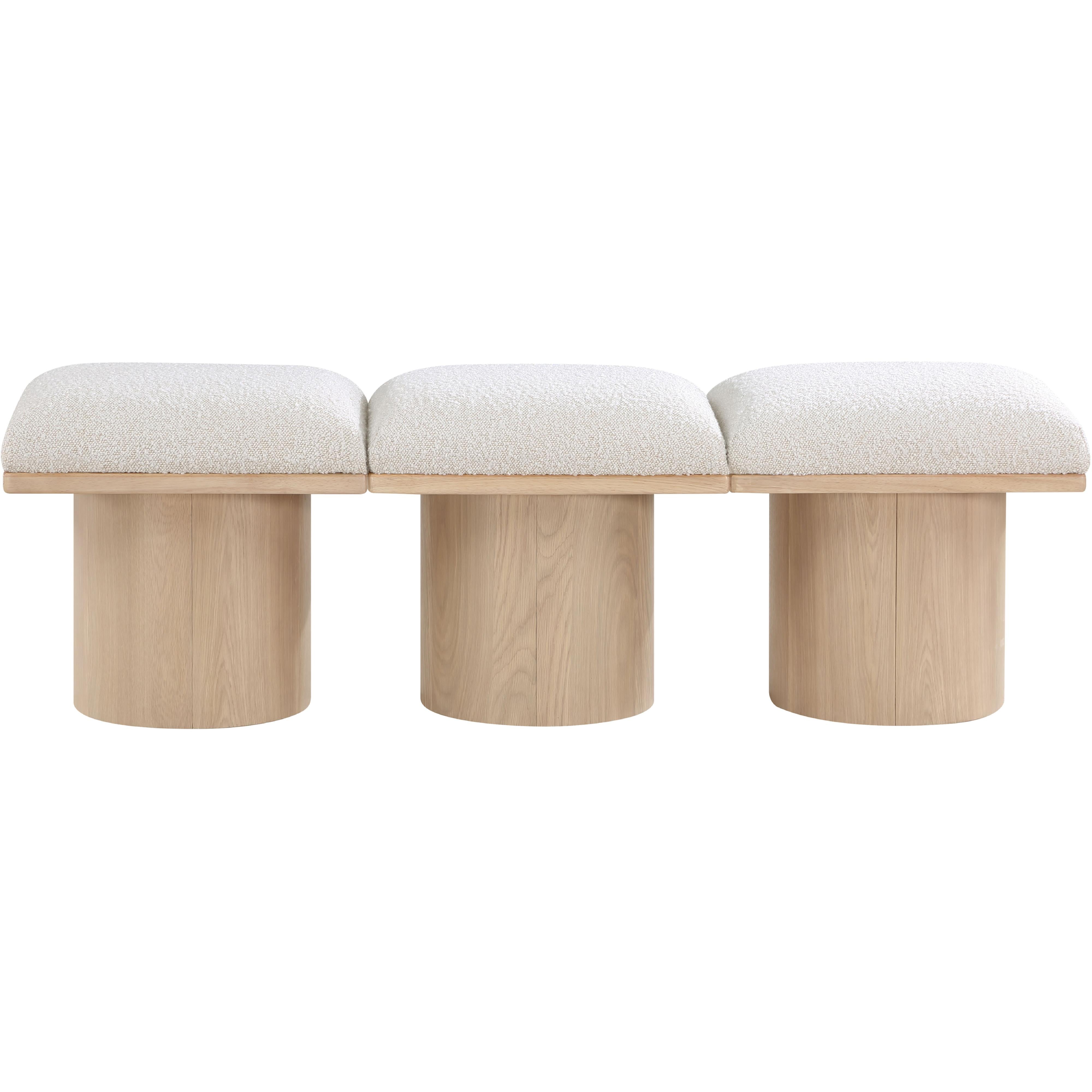 Meridian Pavilion Cream Boucle Fabric Bench