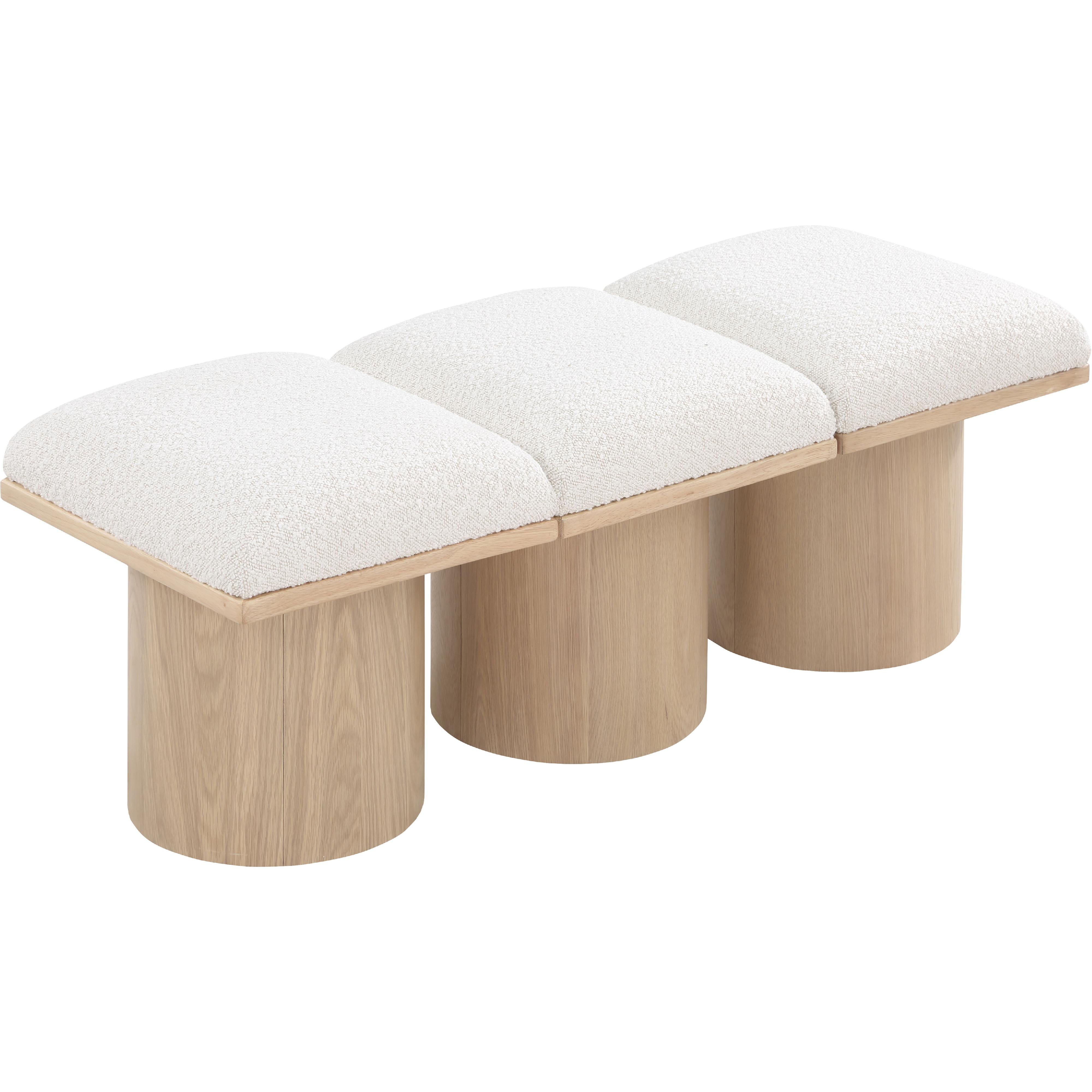 Meridian Pavilion Cream Boucle Fabric Bench