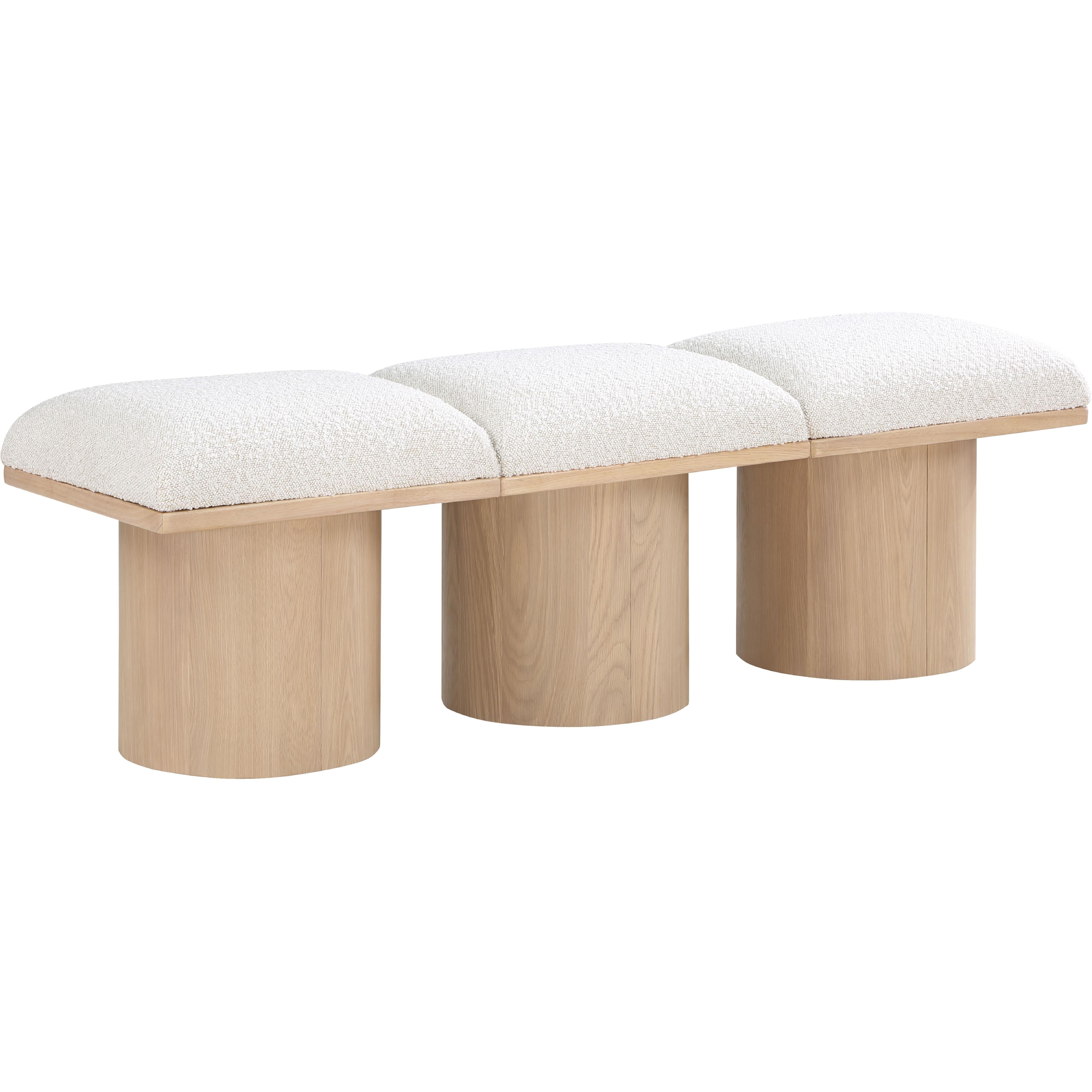 Meridian Pavilion Cream Boucle Fabric Bench