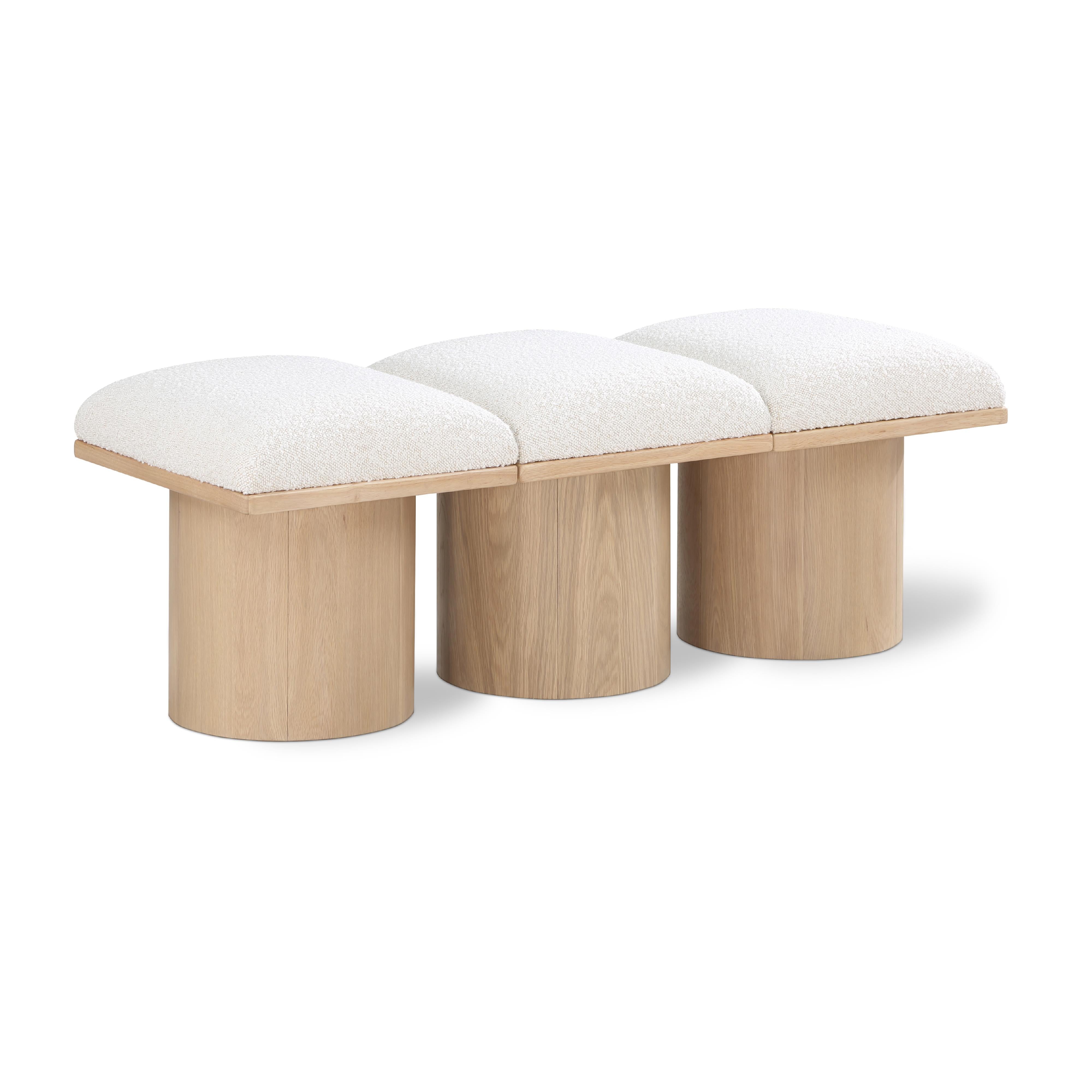 Meridian Pavilion Cream Boucle Fabric Bench