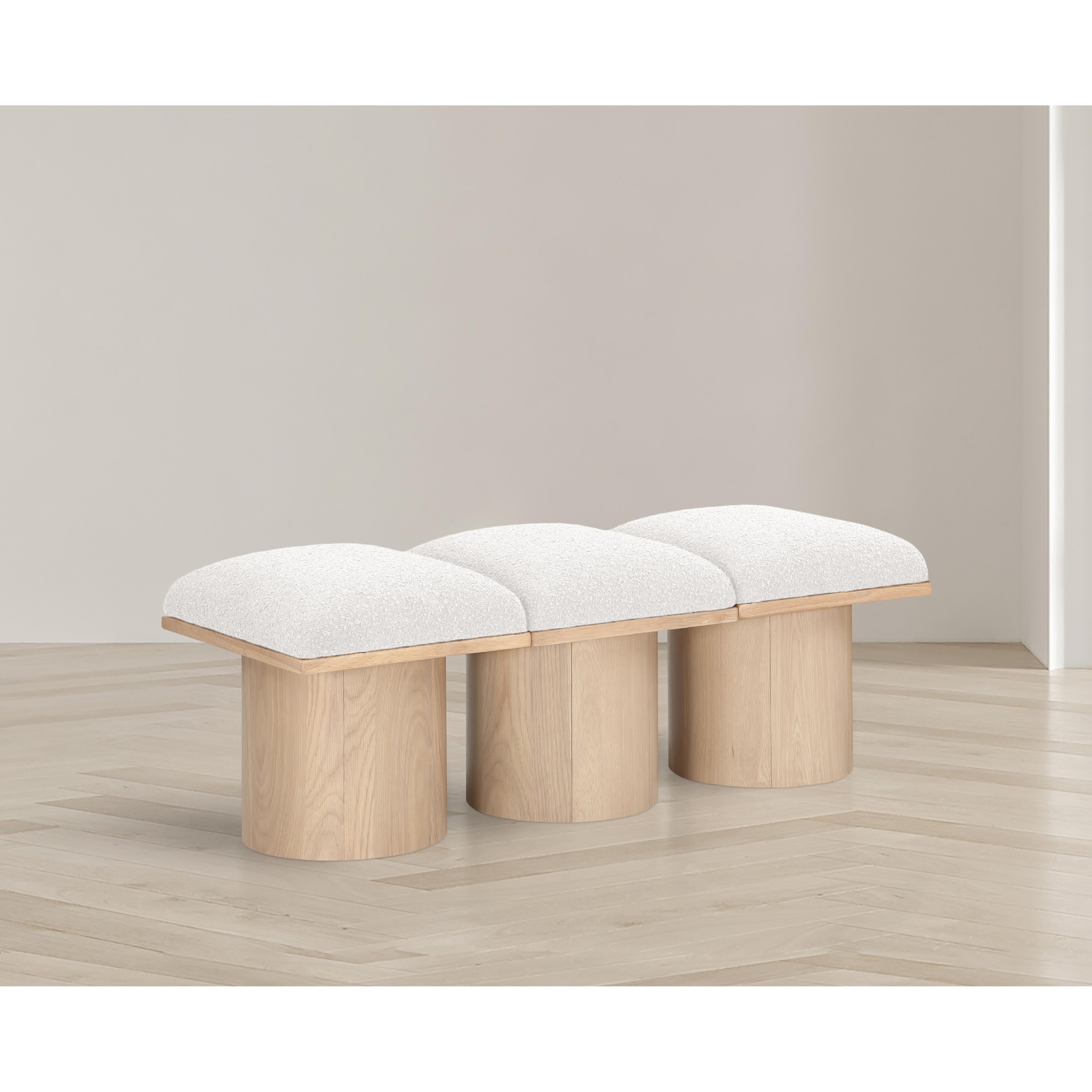 Meridian Pavilion Cream Boucle Fabric Bench