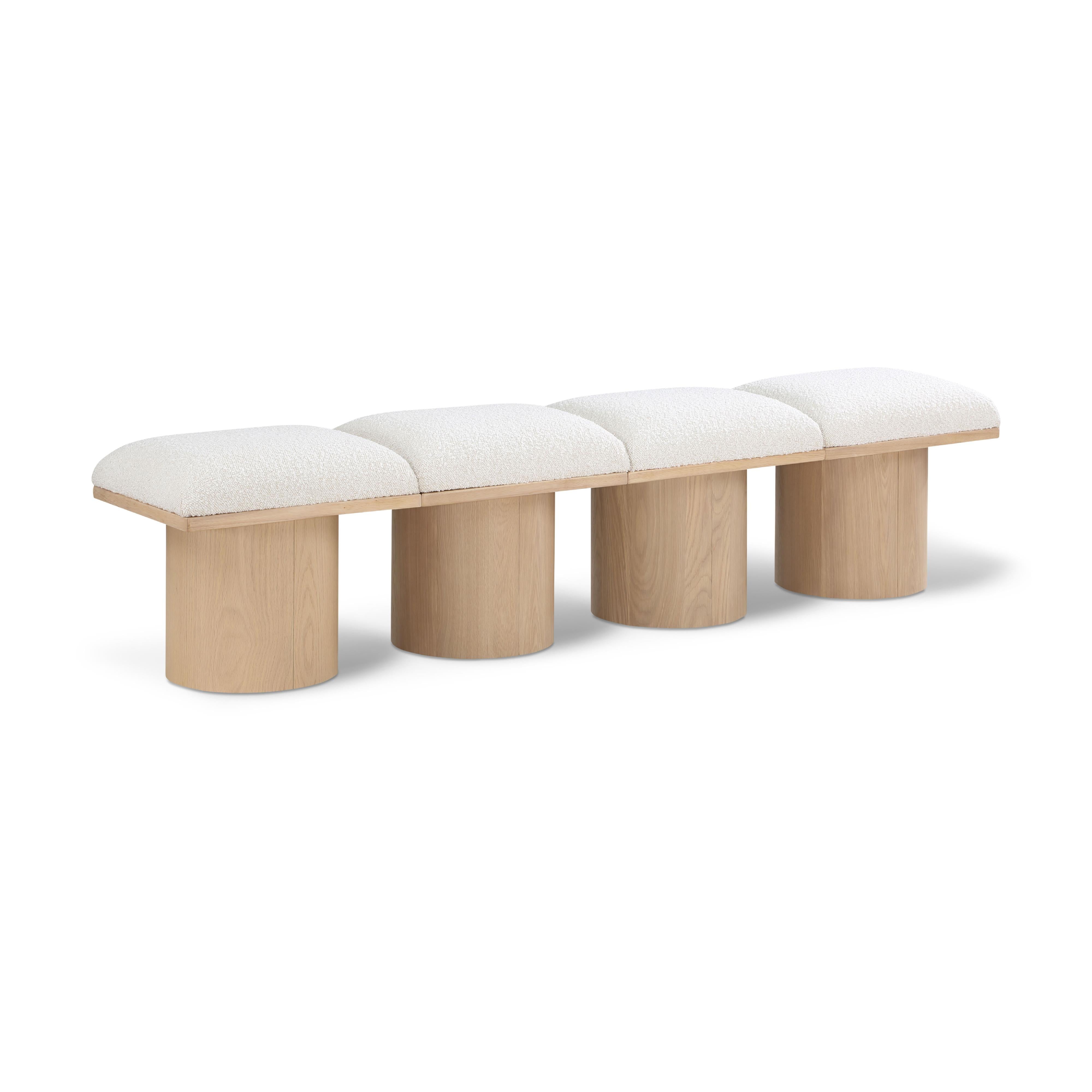 Meridian Pavilion Cream Boucle Fabric Bench
