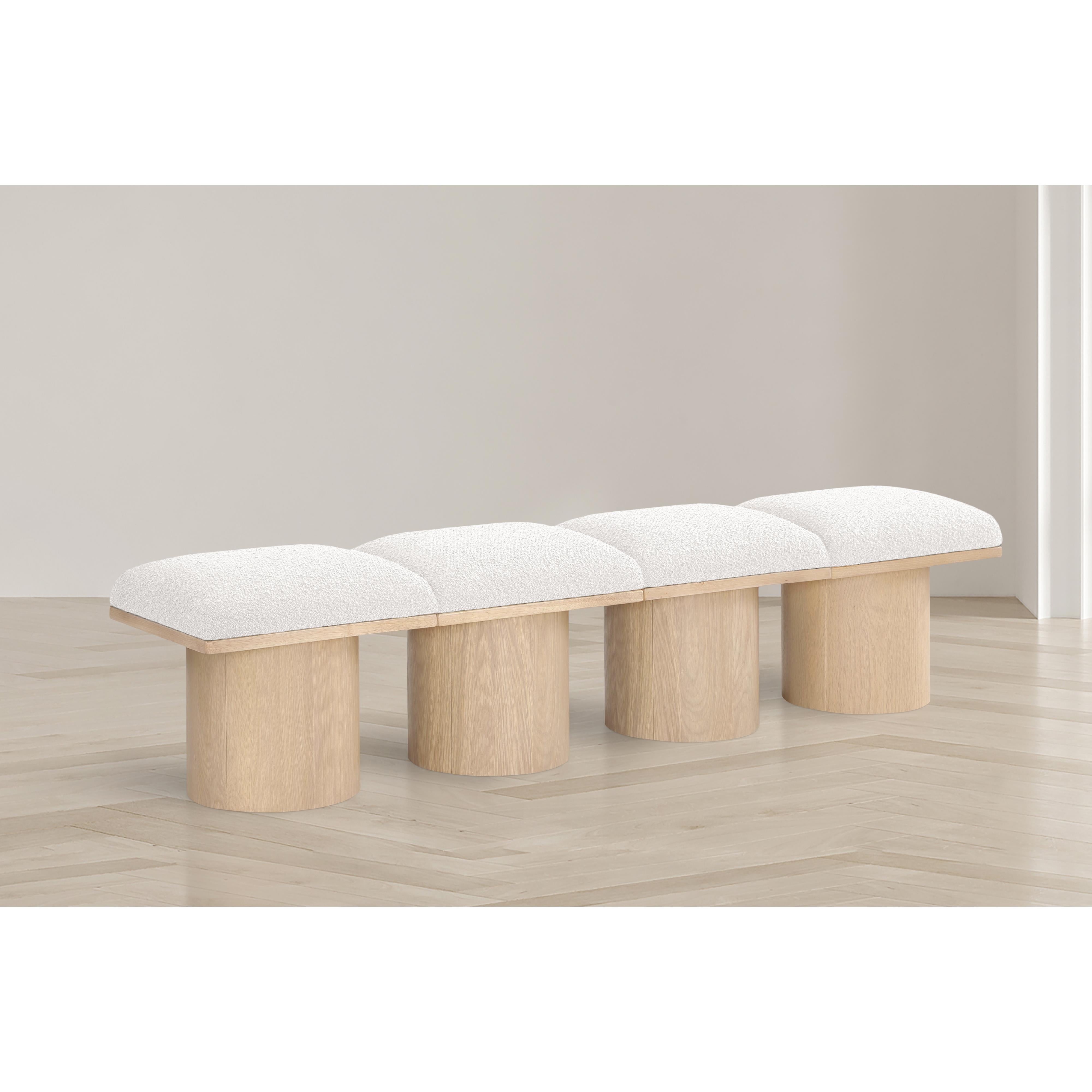 Meridian Pavilion Cream Boucle Fabric Bench