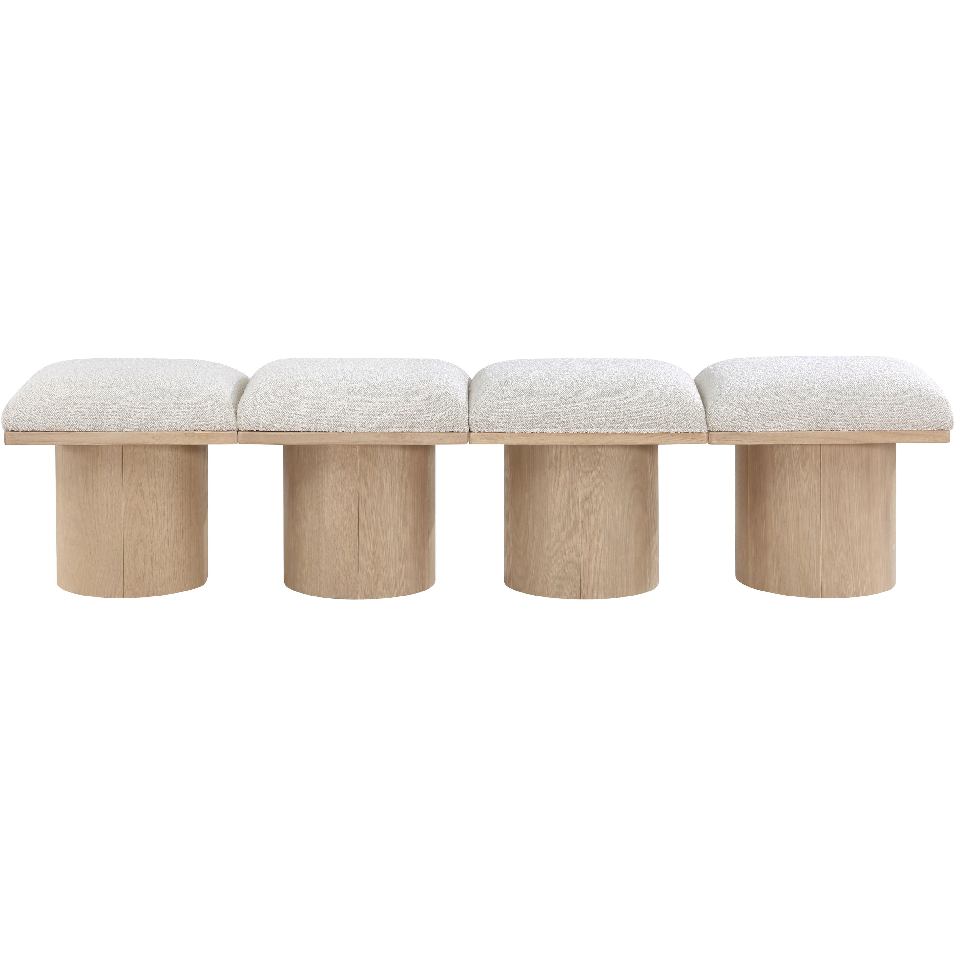 Meridian Pavilion Cream Boucle Fabric Bench