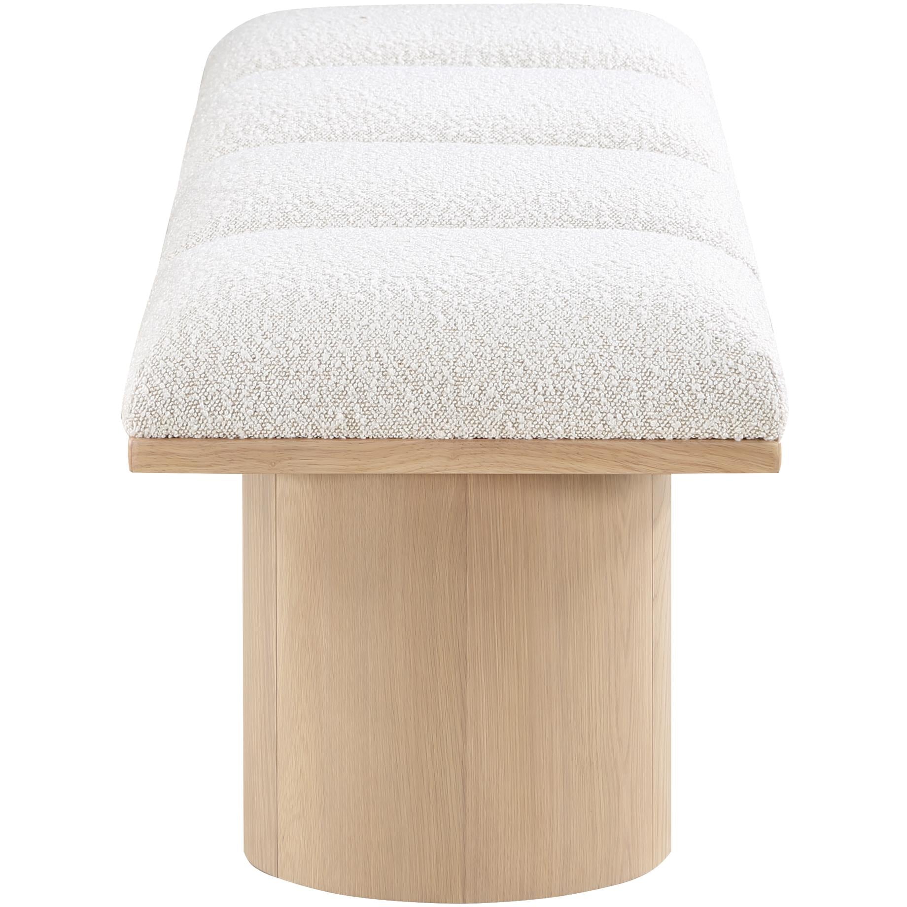 Meridian Pavilion Cream Boucle Fabric Bench