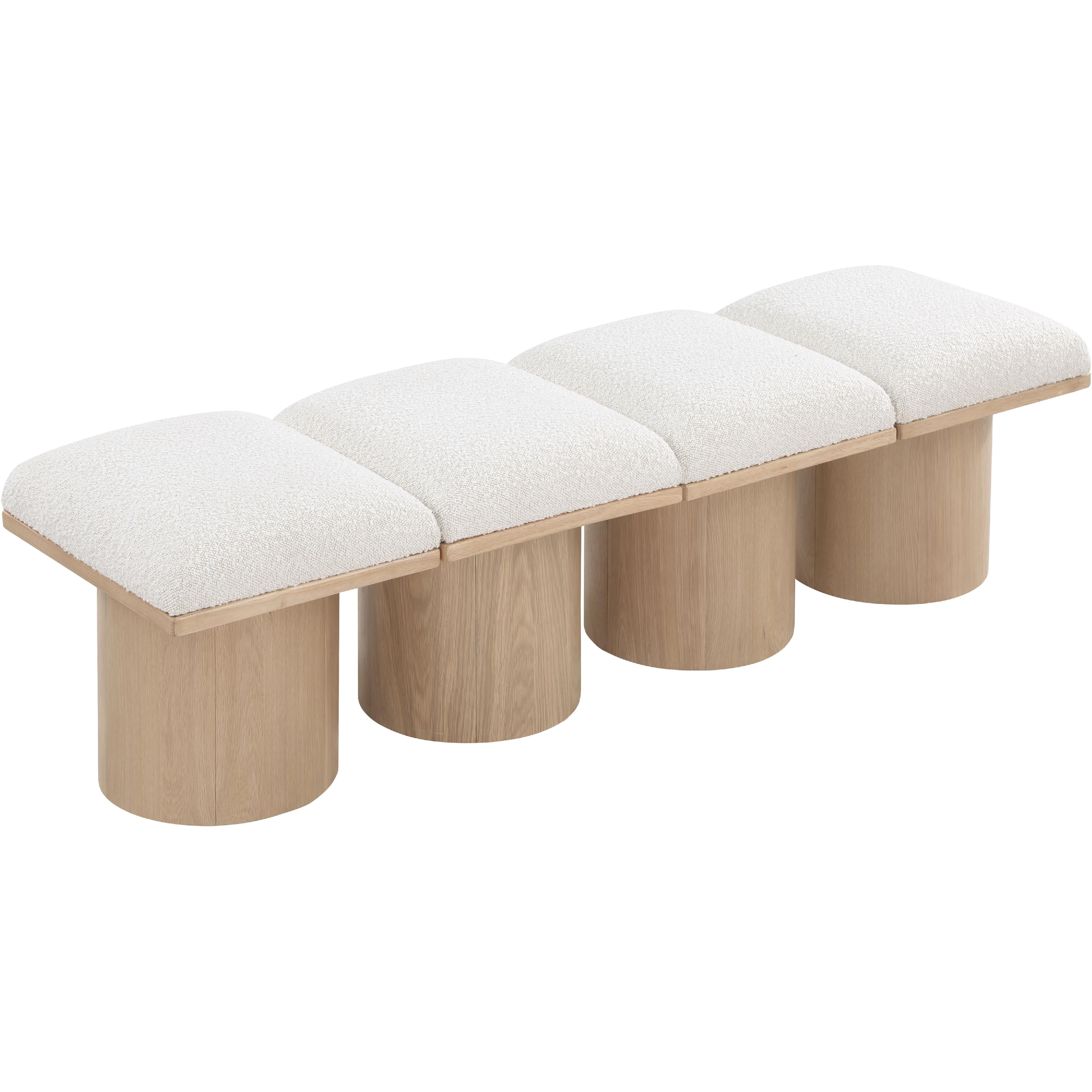 Meridian Pavilion Cream Boucle Fabric Bench