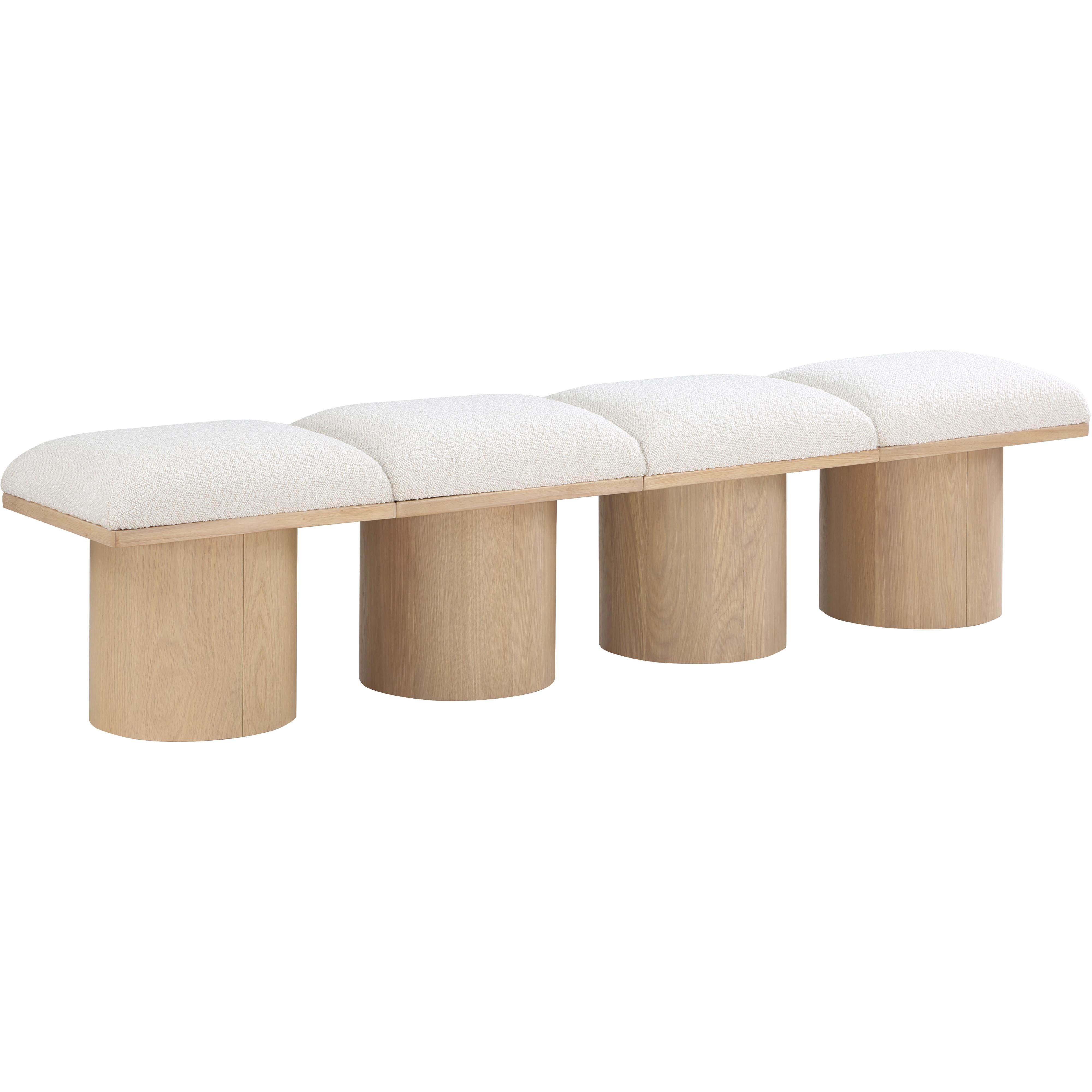 Meridian Pavilion Cream Boucle Fabric Bench