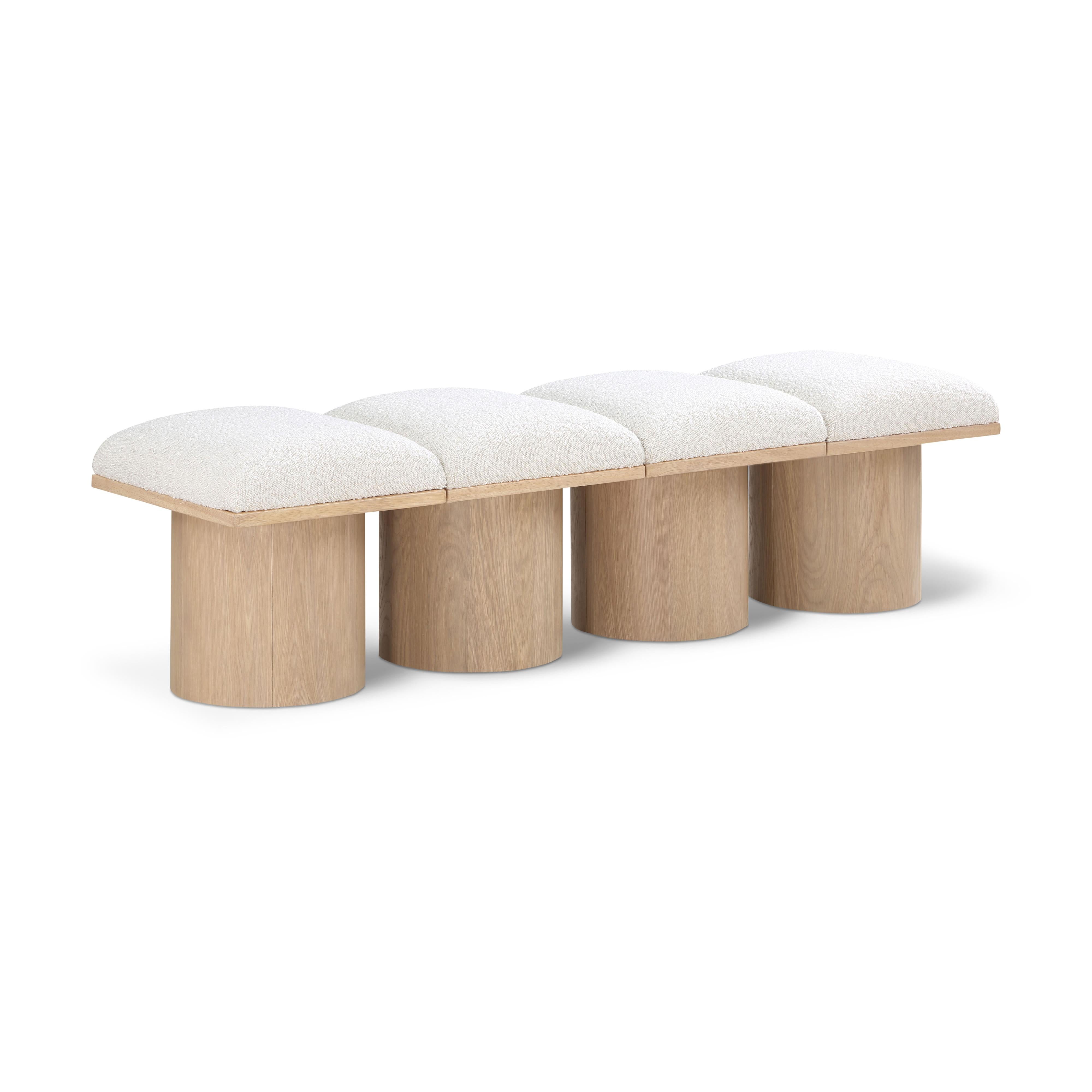 Meridian Pavilion Cream Boucle Fabric Bench