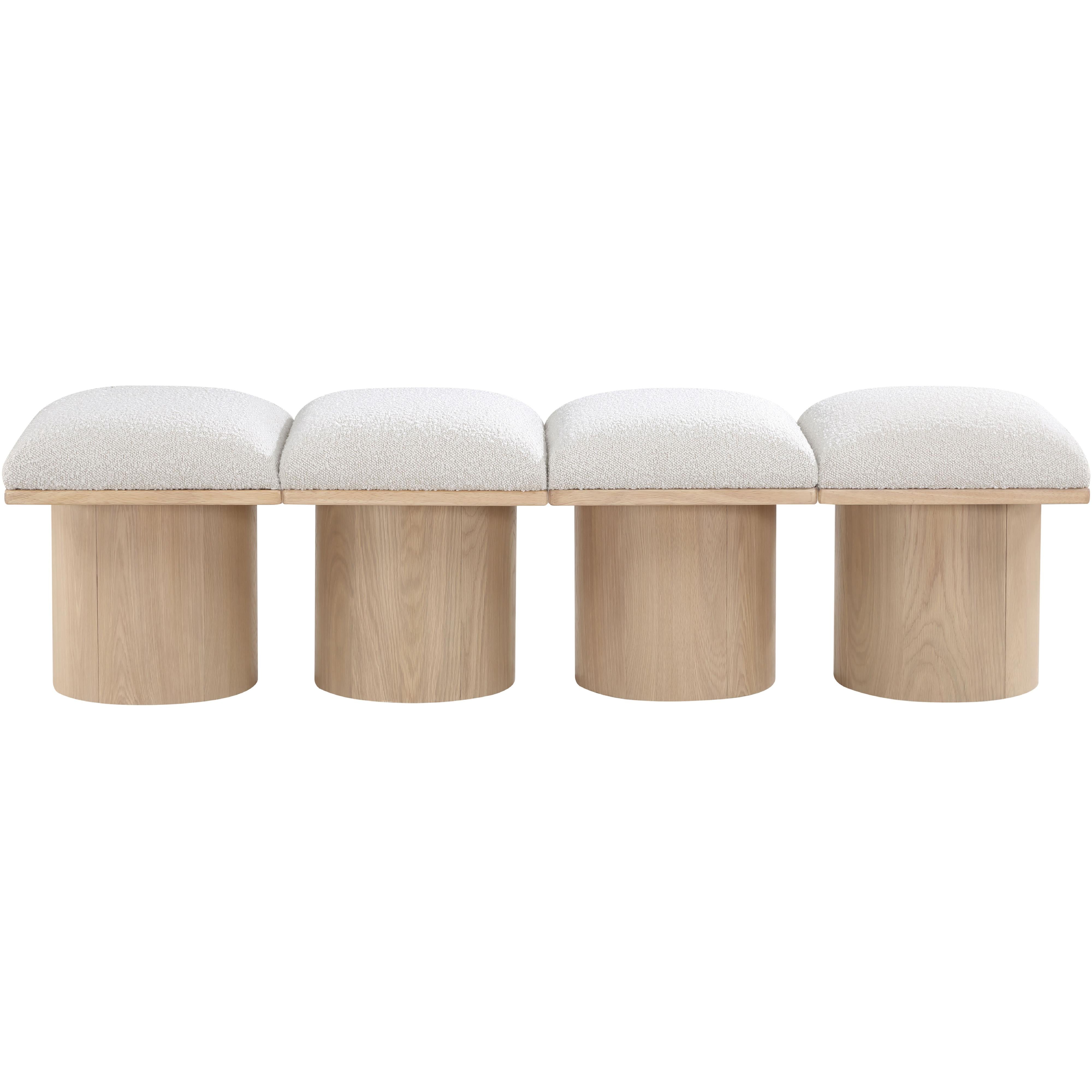 Meridian Pavilion Cream Boucle Fabric Bench