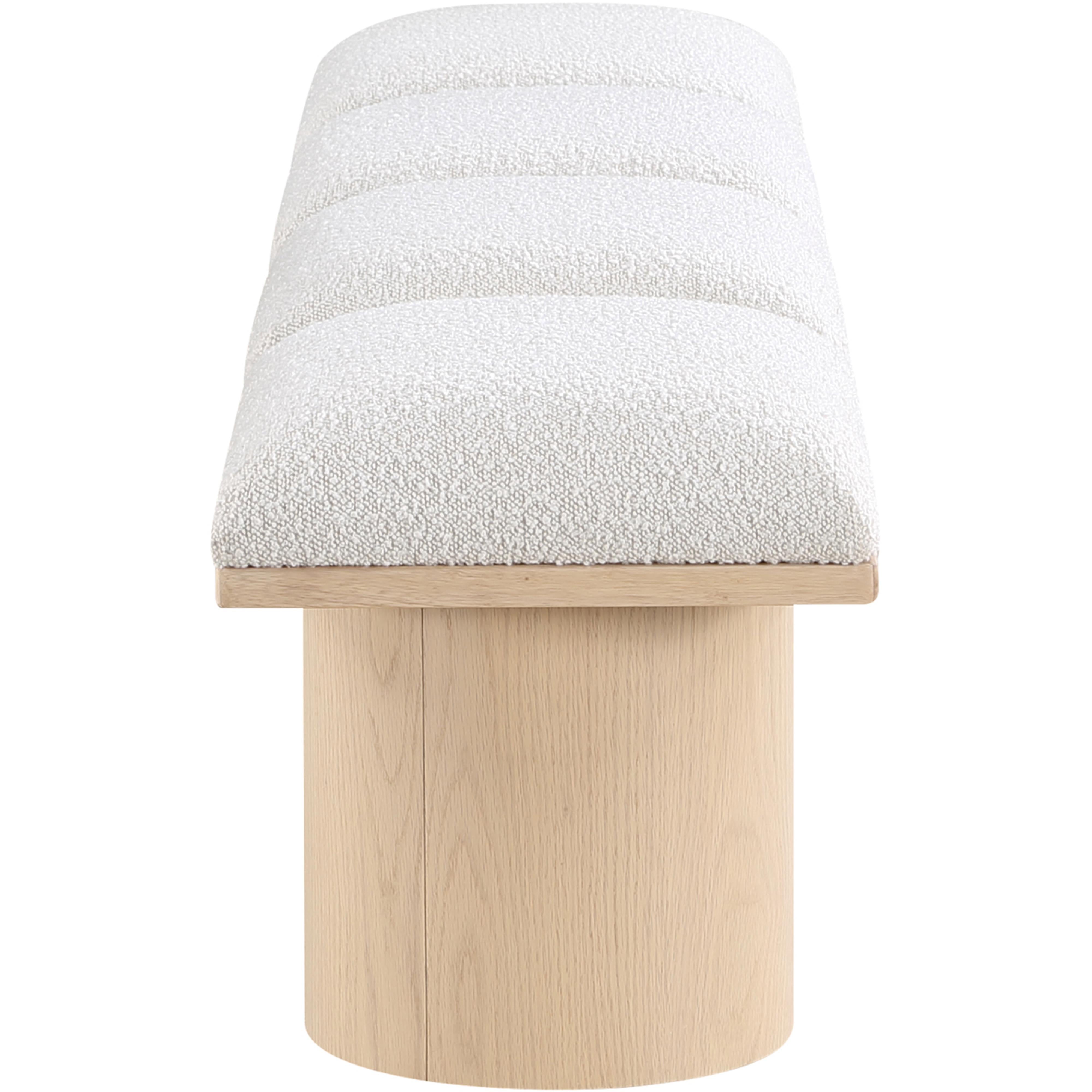 Meridian Pavilion Cream Boucle Fabric Bench