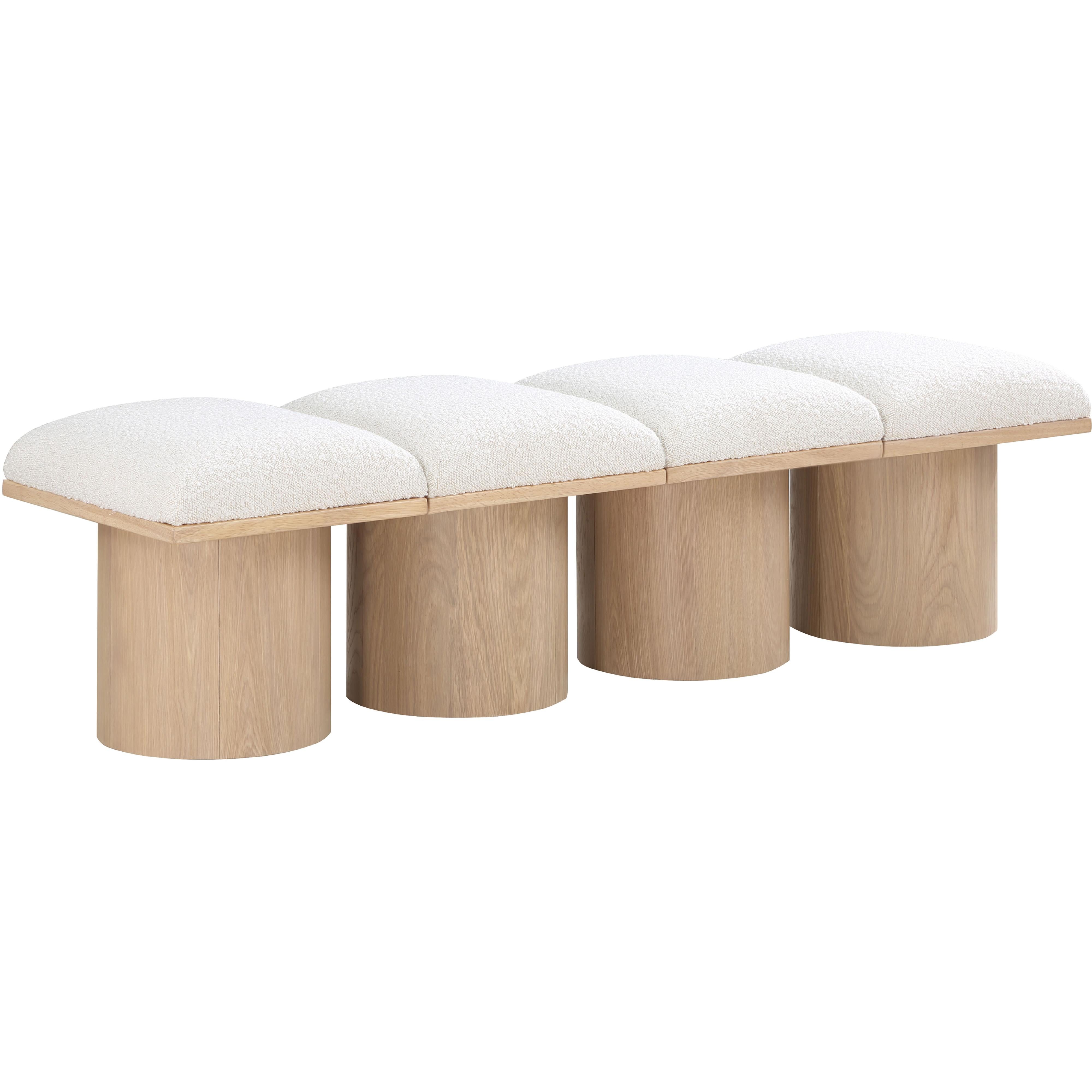 Meridian Pavilion Cream Boucle Fabric Bench