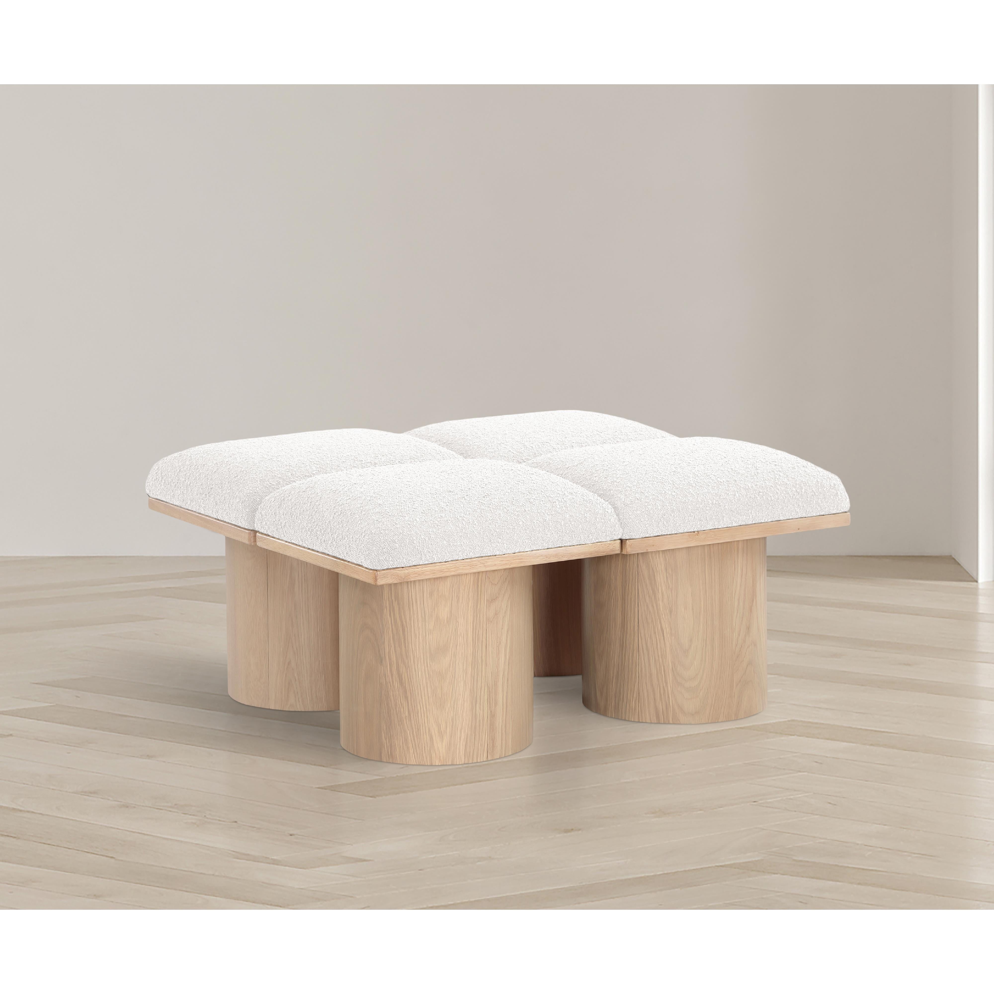 Meridian Pavilion Cream Boucle Fabric Bench