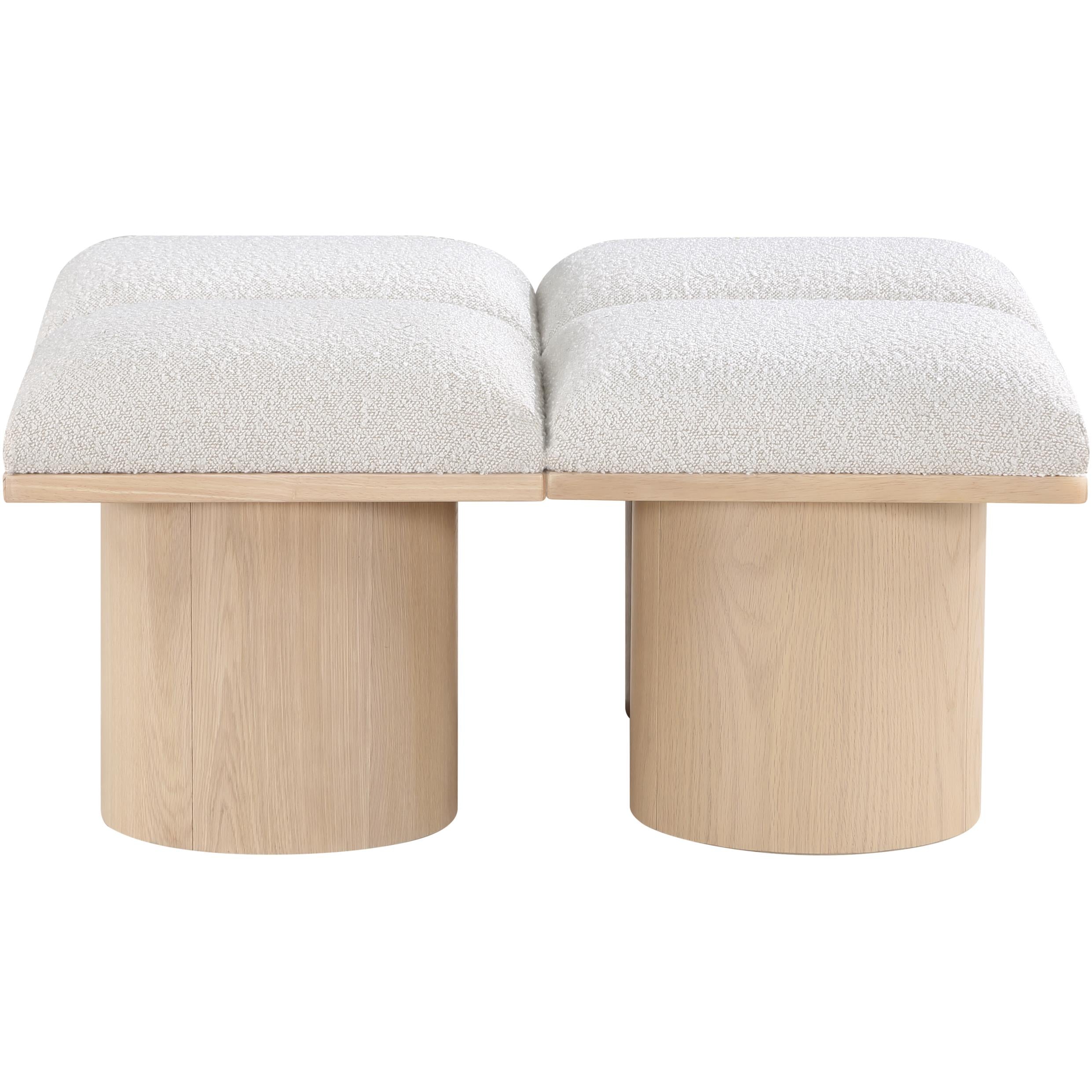 Meridian Pavilion Cream Boucle Fabric Bench