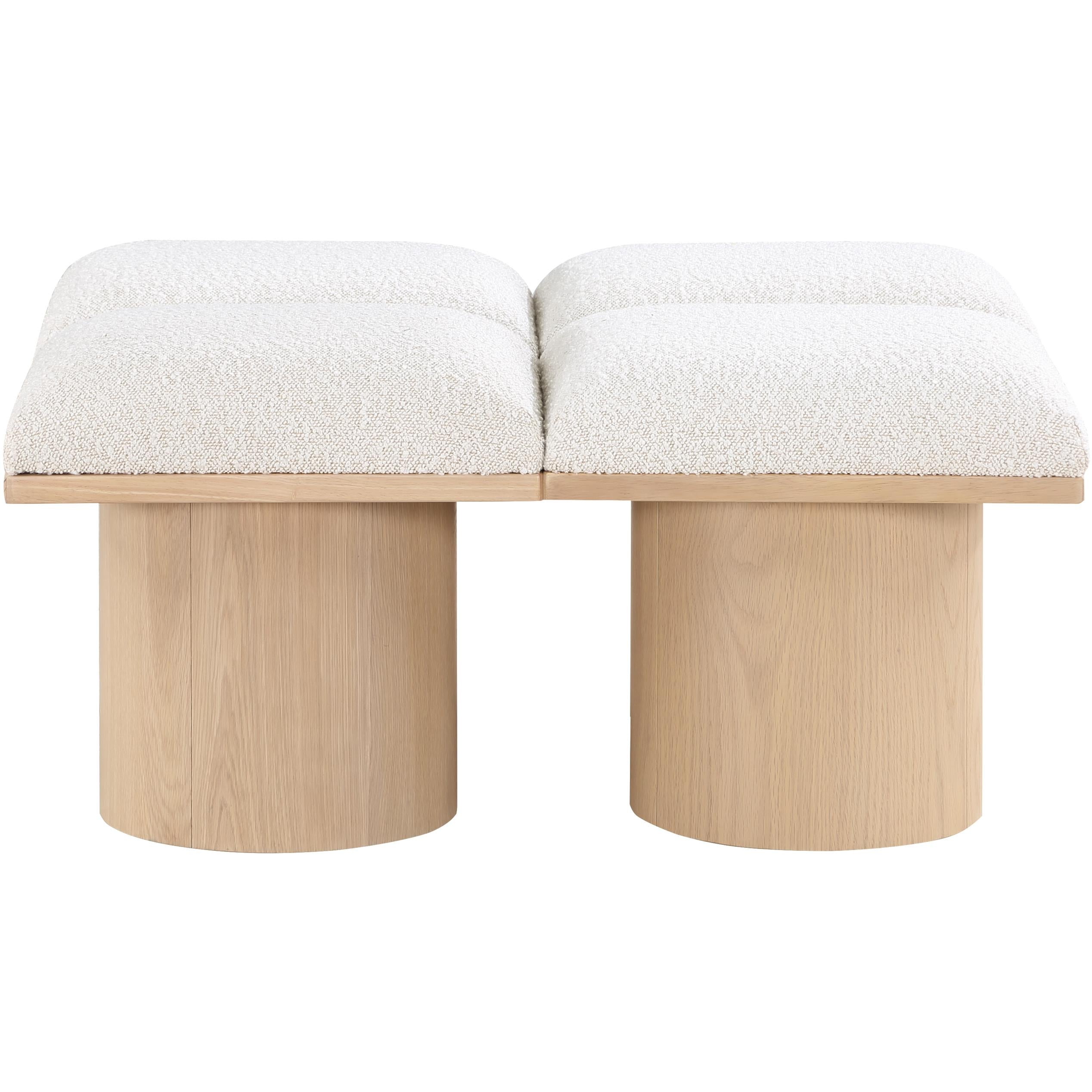 Meridian Pavilion Cream Boucle Fabric Bench