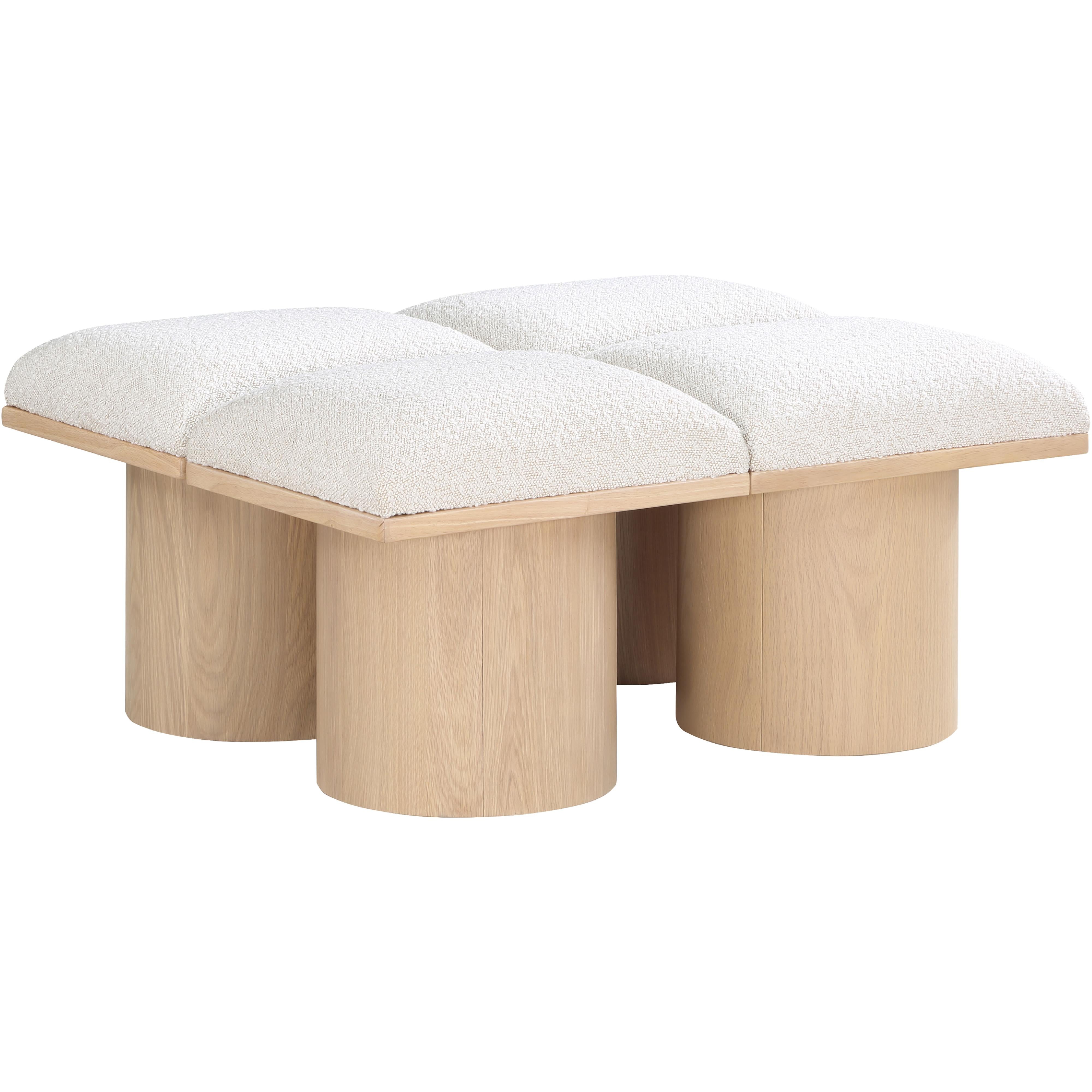 Meridian Pavilion Cream Boucle Fabric Bench