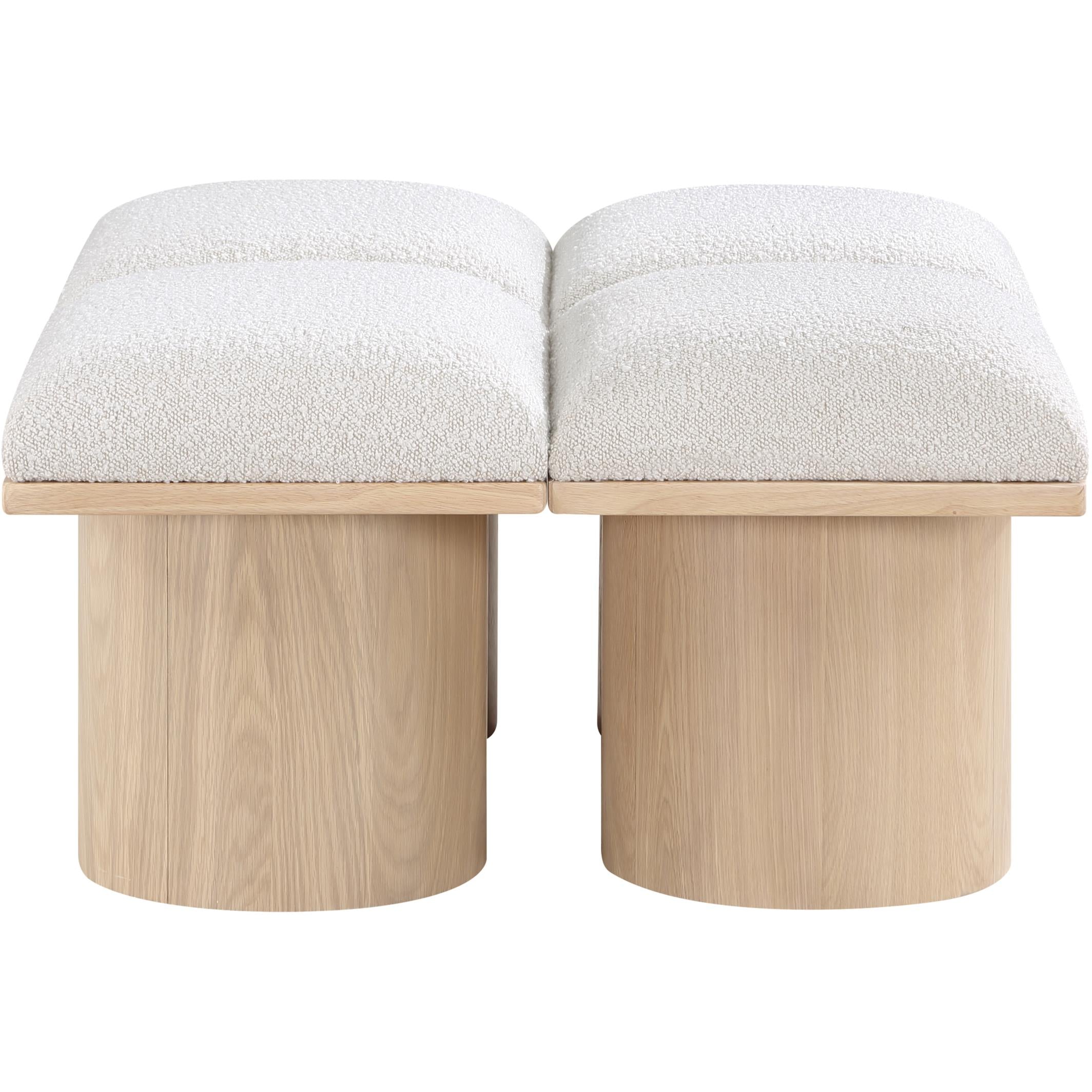 Meridian Pavilion Cream Boucle Fabric Bench