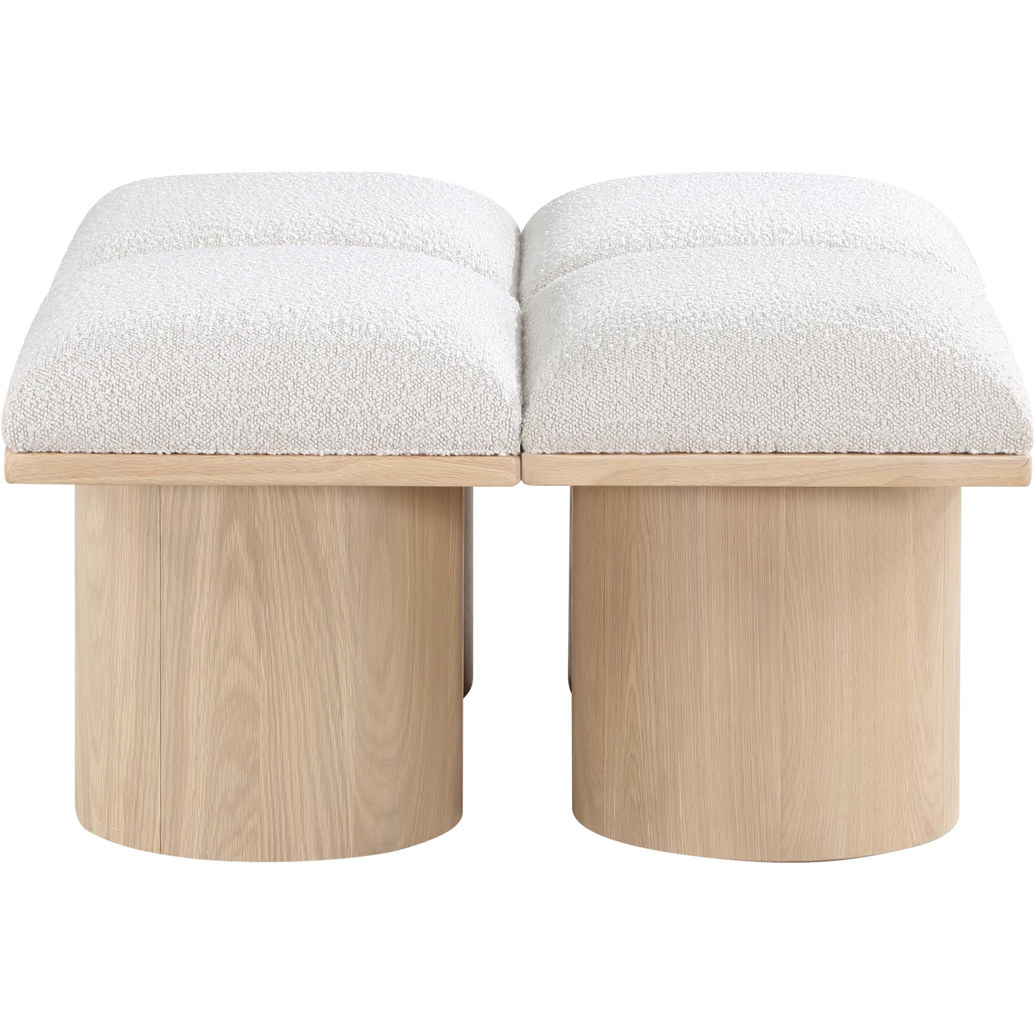 Meridian Pavilion Cream Boucle Fabric Bench