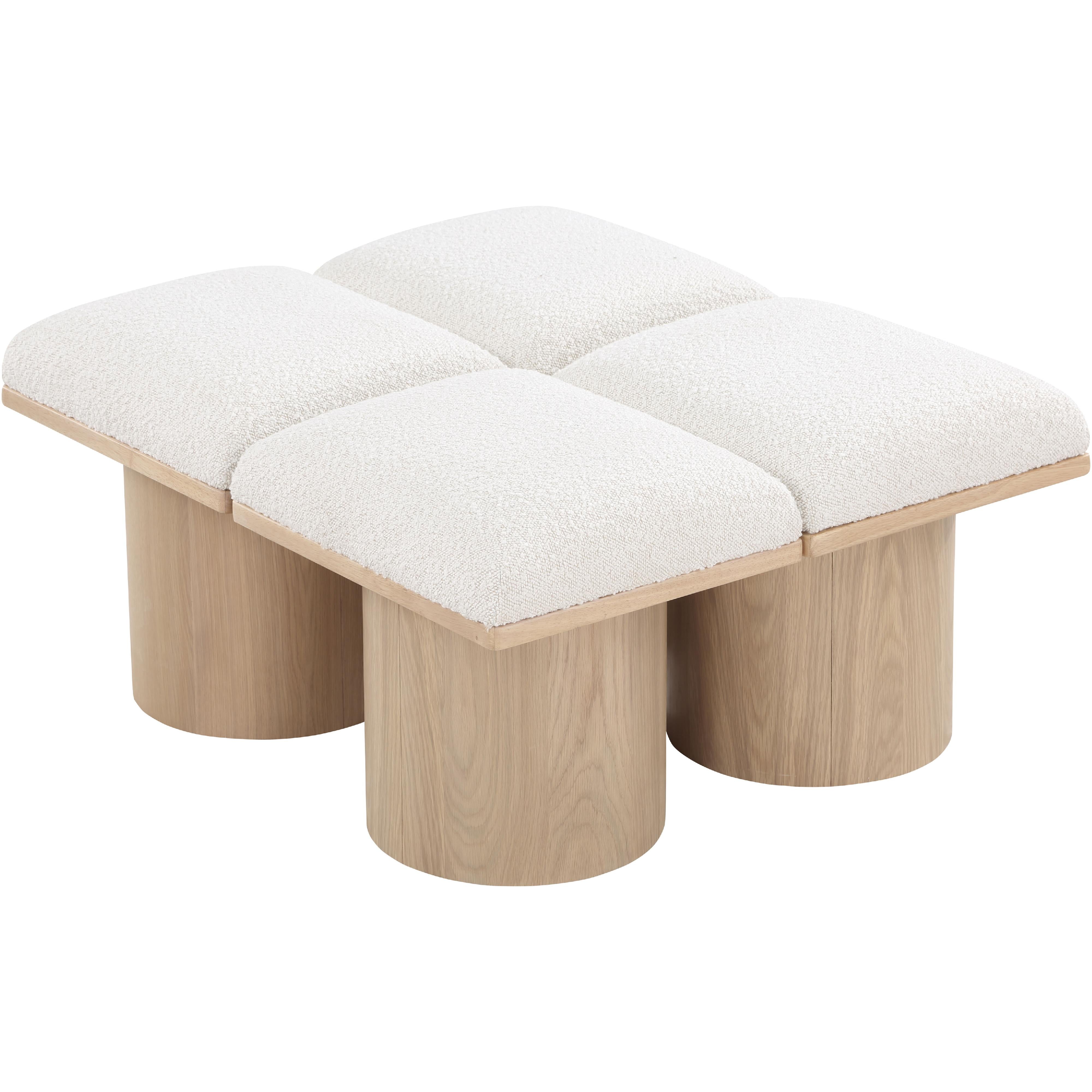 Meridian Pavilion Cream Boucle Fabric Bench