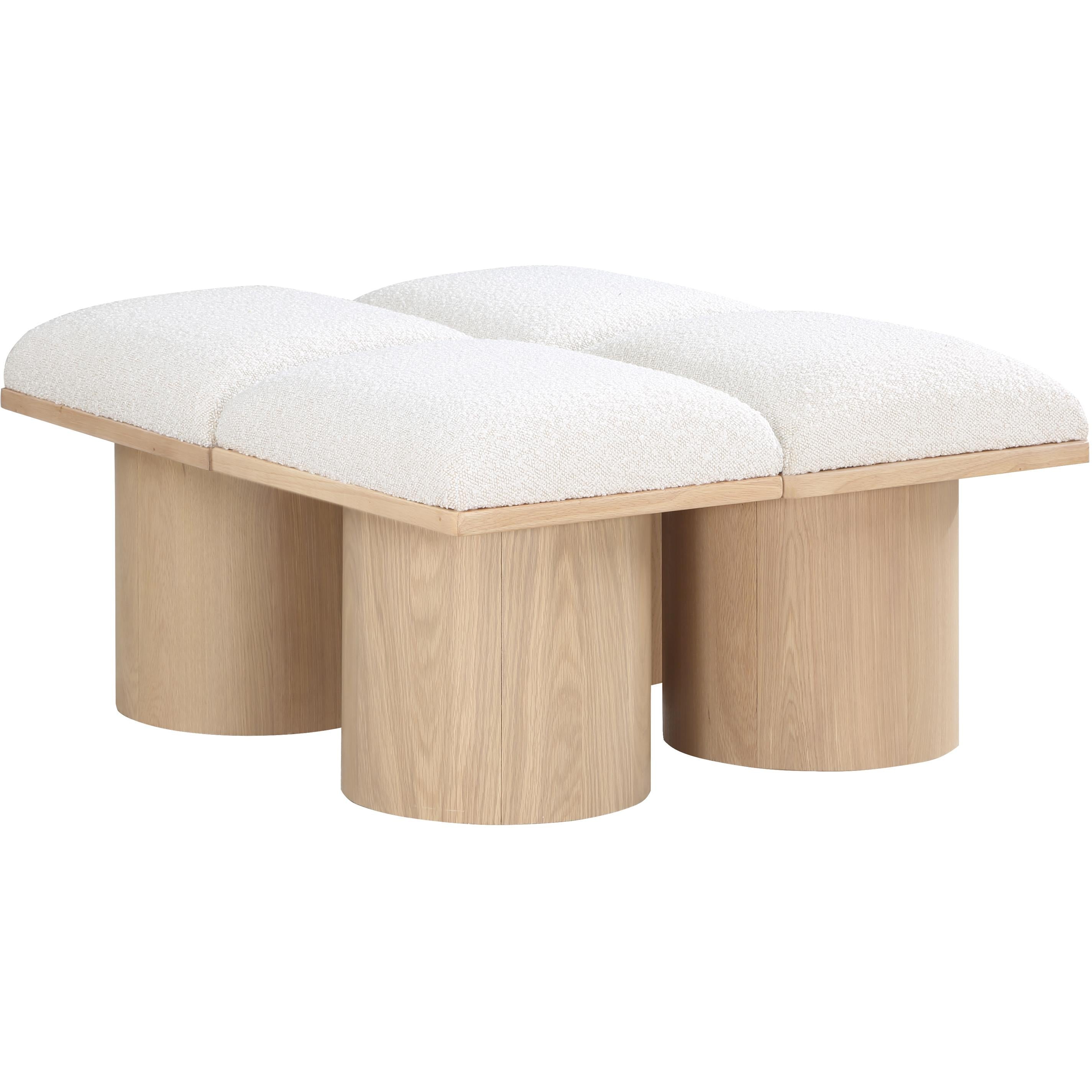 Meridian Pavilion Cream Boucle Fabric Bench