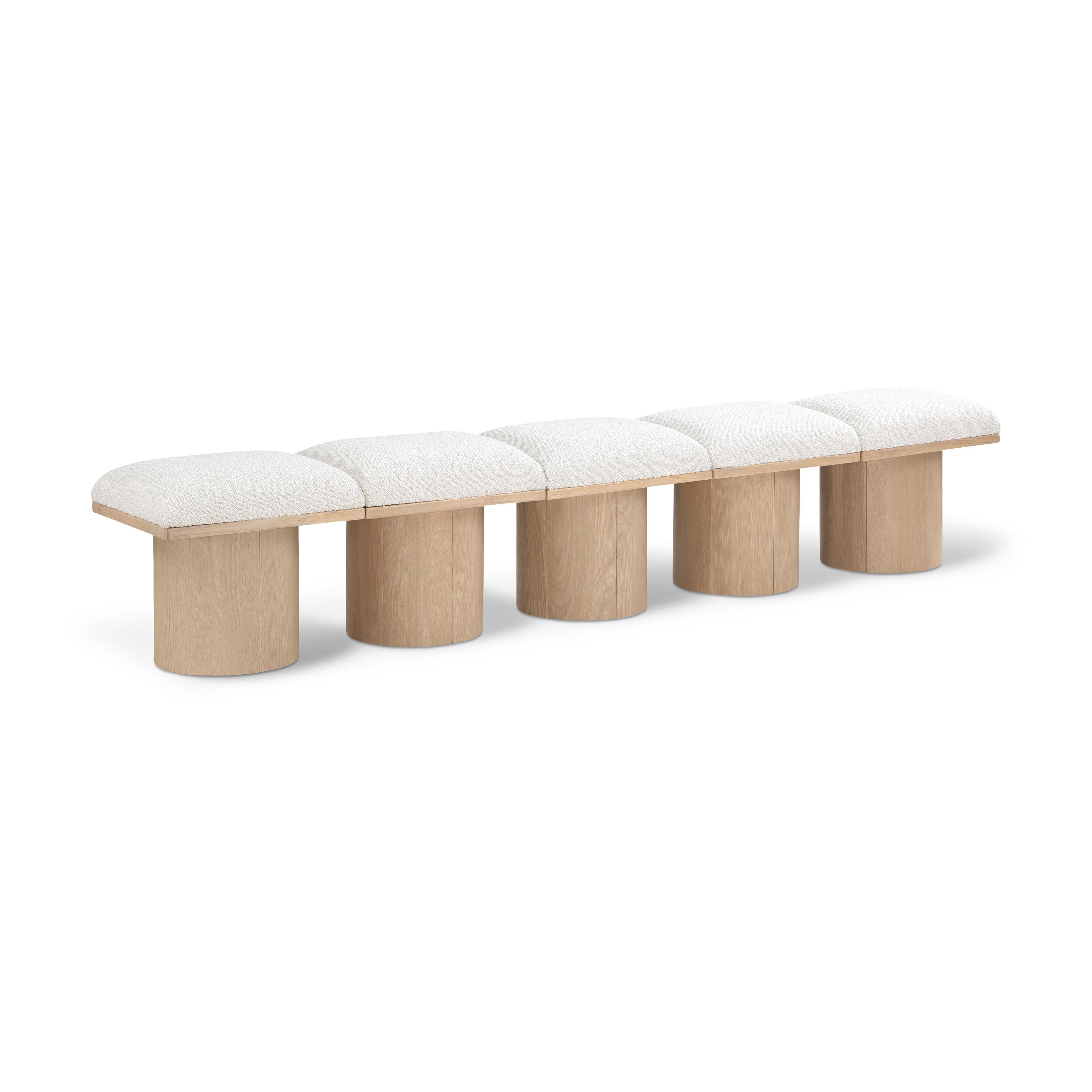 Meridian Pavilion Cream Boucle Fabric Bench