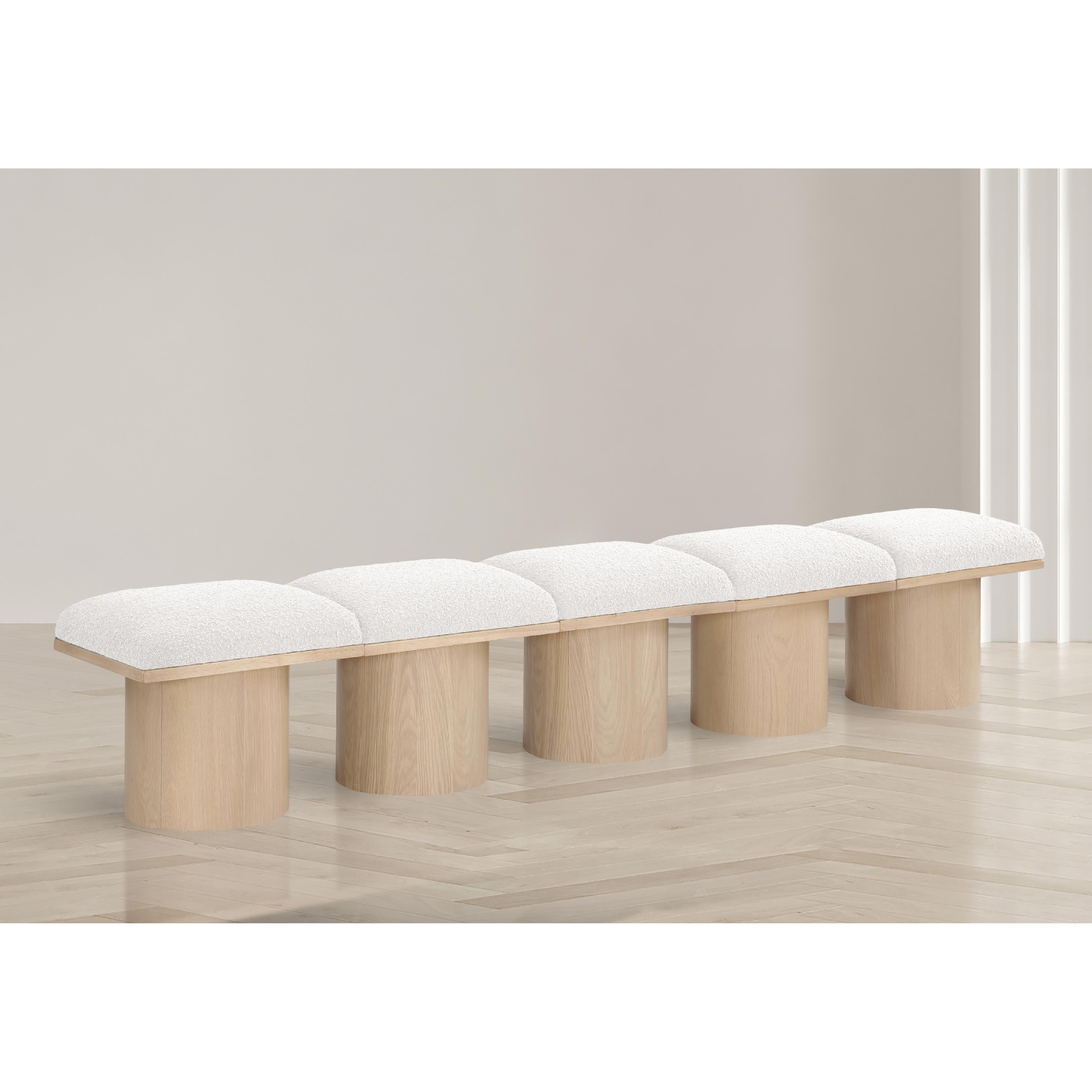 Meridian Pavilion Cream Boucle Fabric Bench