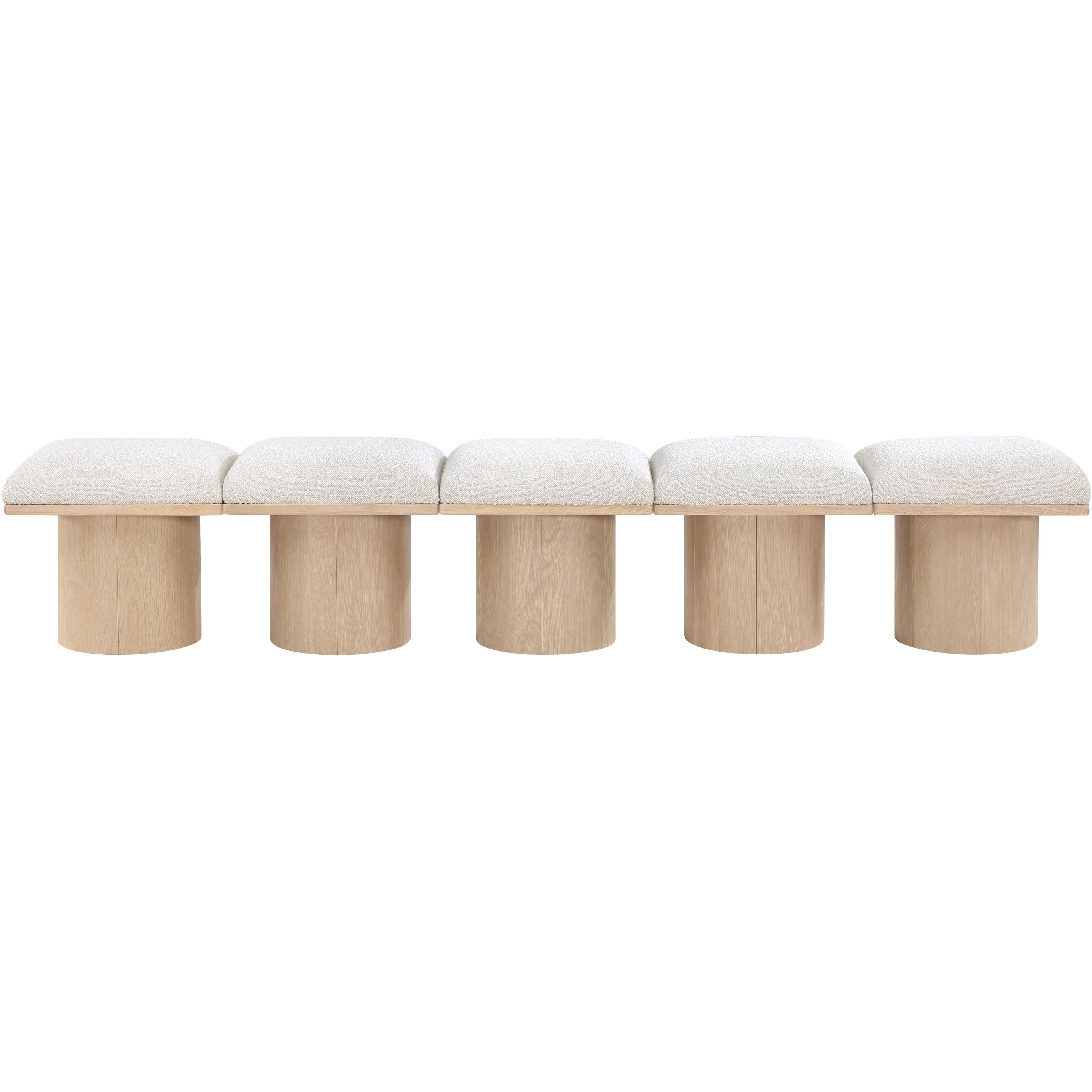 Meridian Pavilion Cream Boucle Fabric Bench