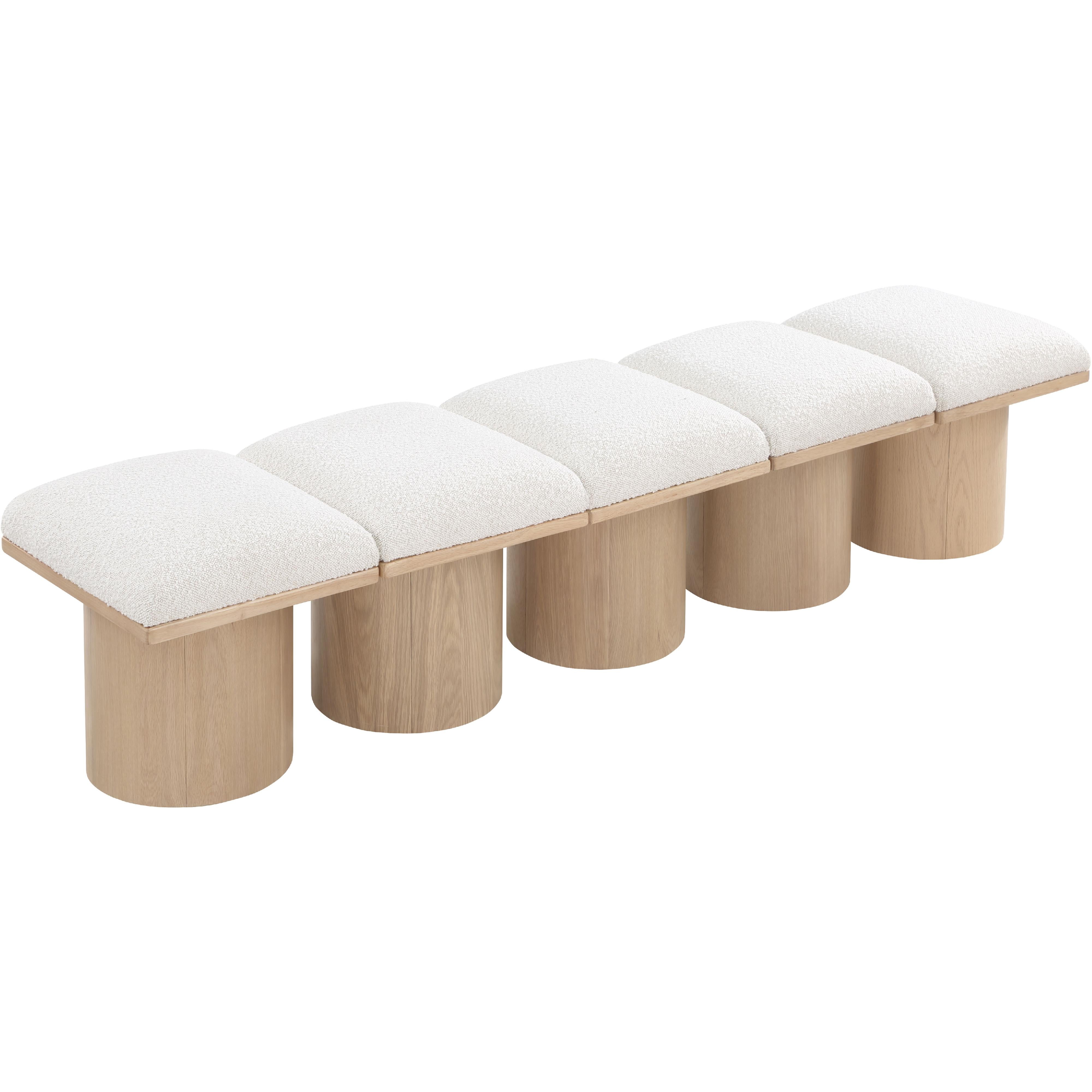 Meridian Pavilion Cream Boucle Fabric Bench