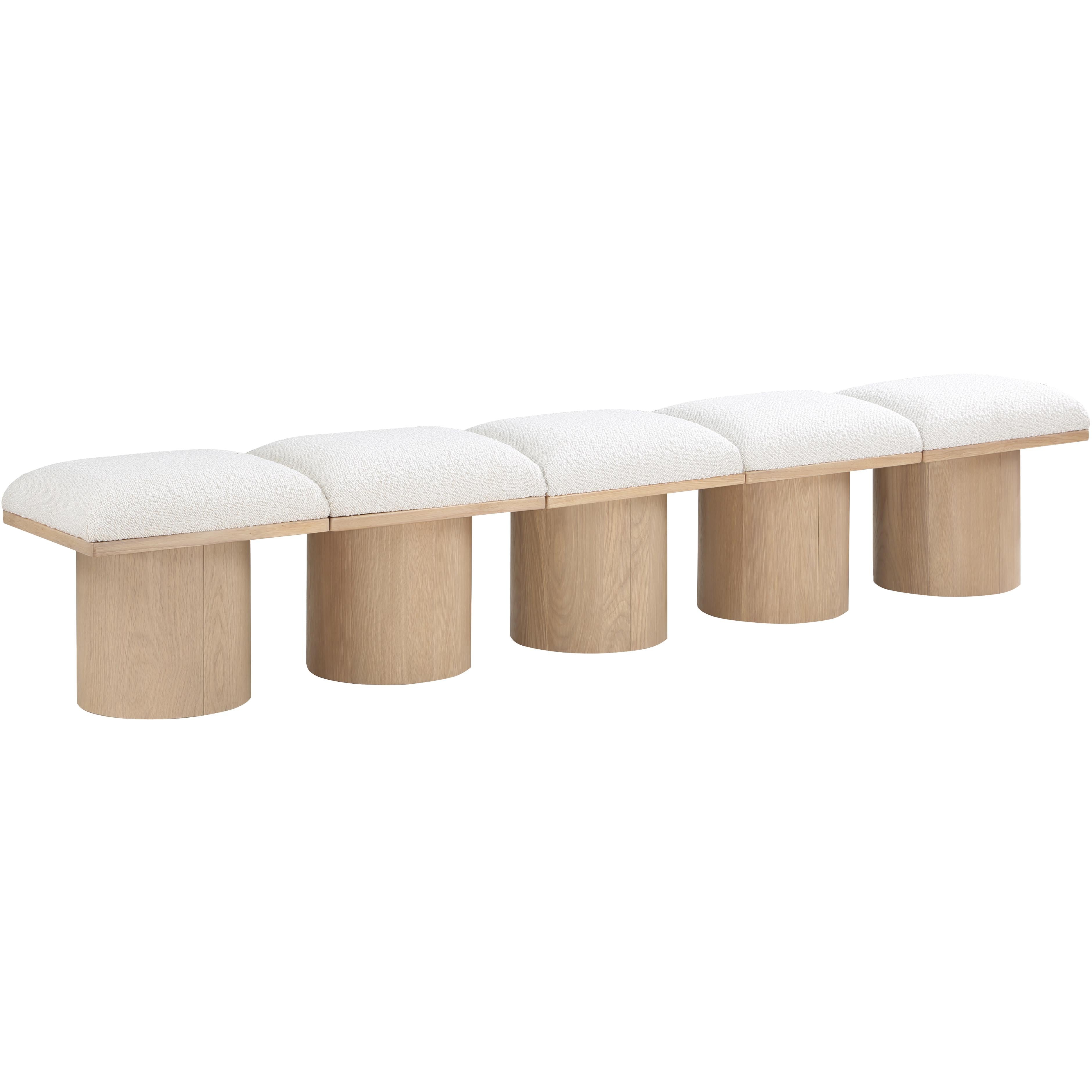 Meridian Pavilion Cream Boucle Fabric Bench